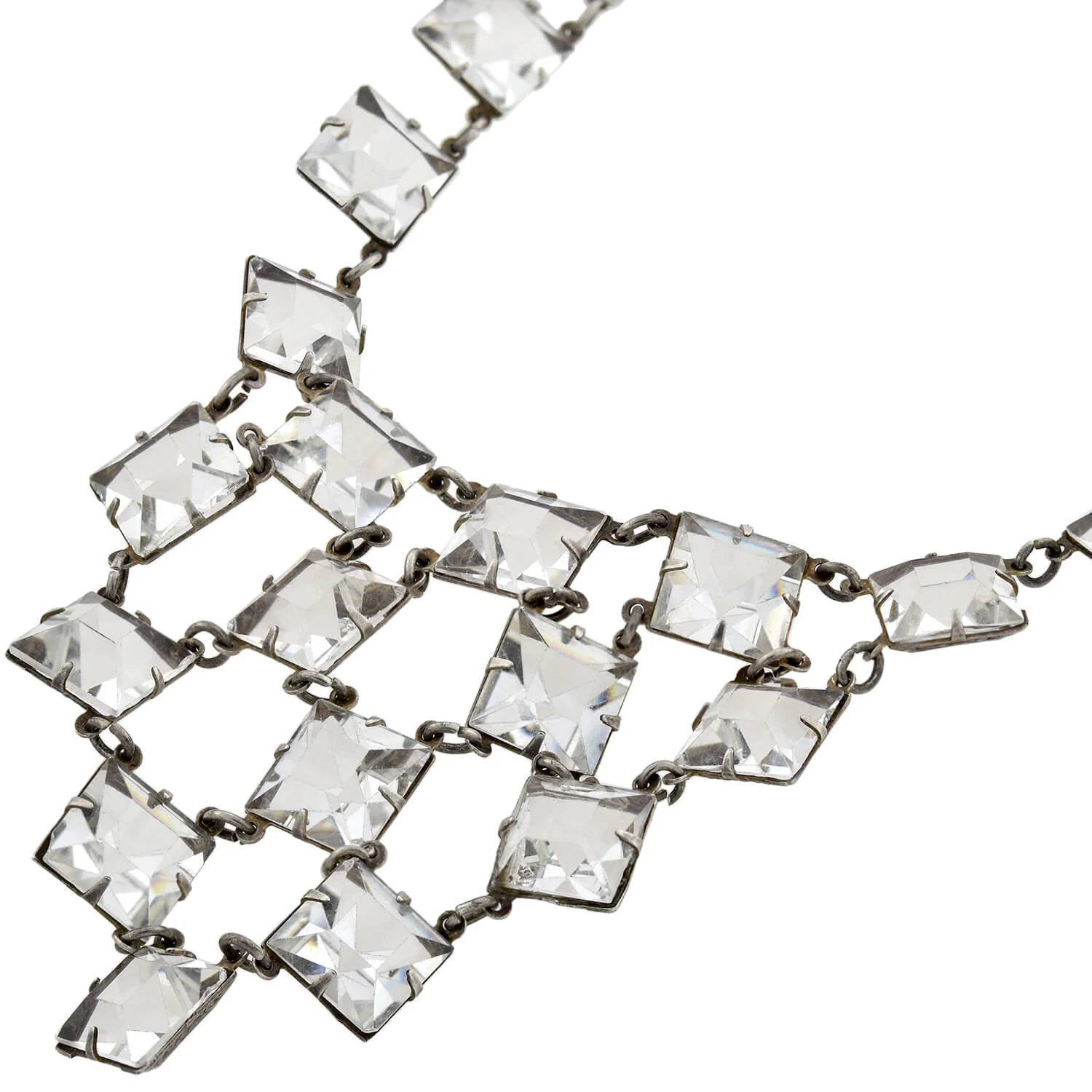 Art Deco Sterling Silver Square Cut Crystal Festoon Necklace - Image 3