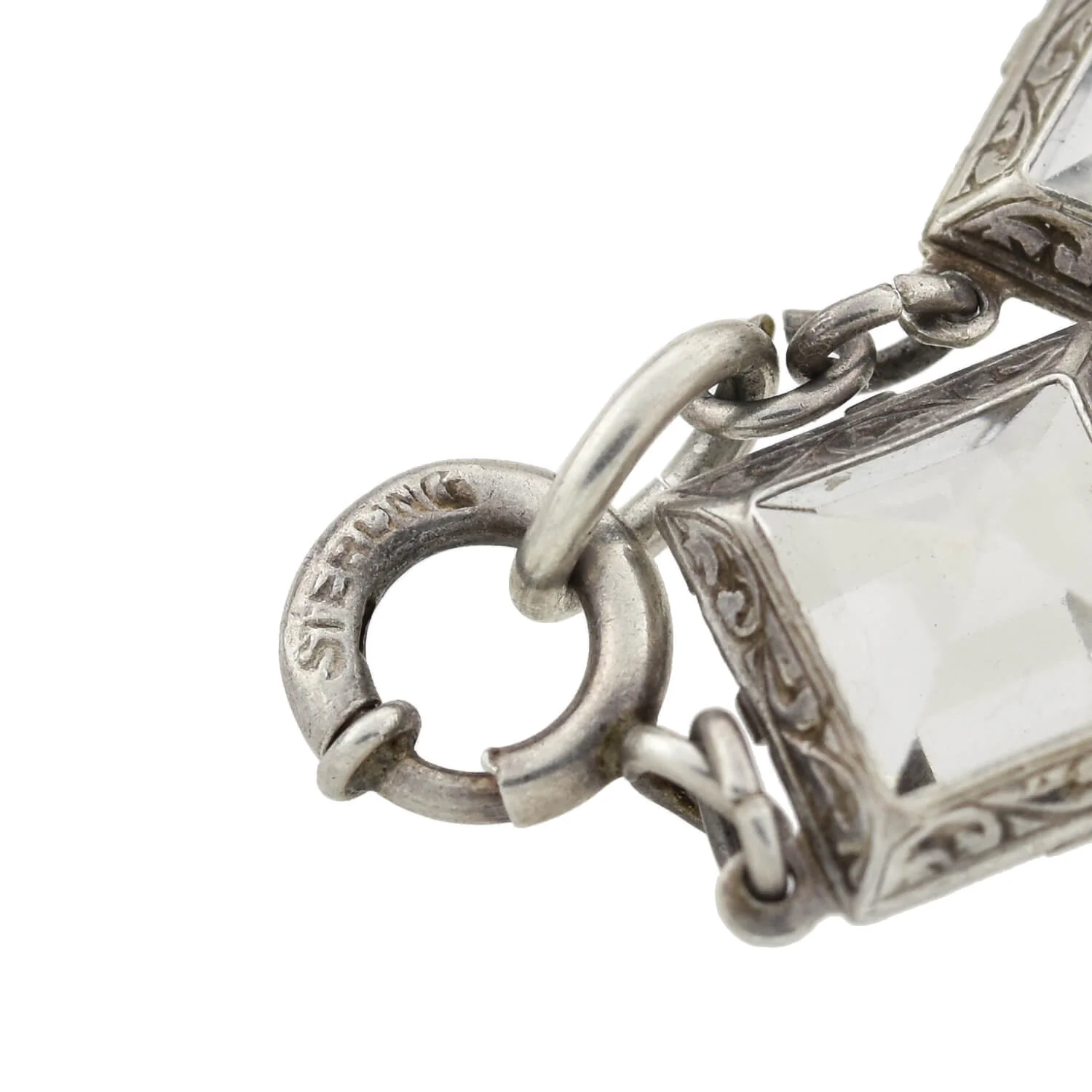 Art Deco Sterling Silver Square Cut Crystal Festoon Necklace - Image 5