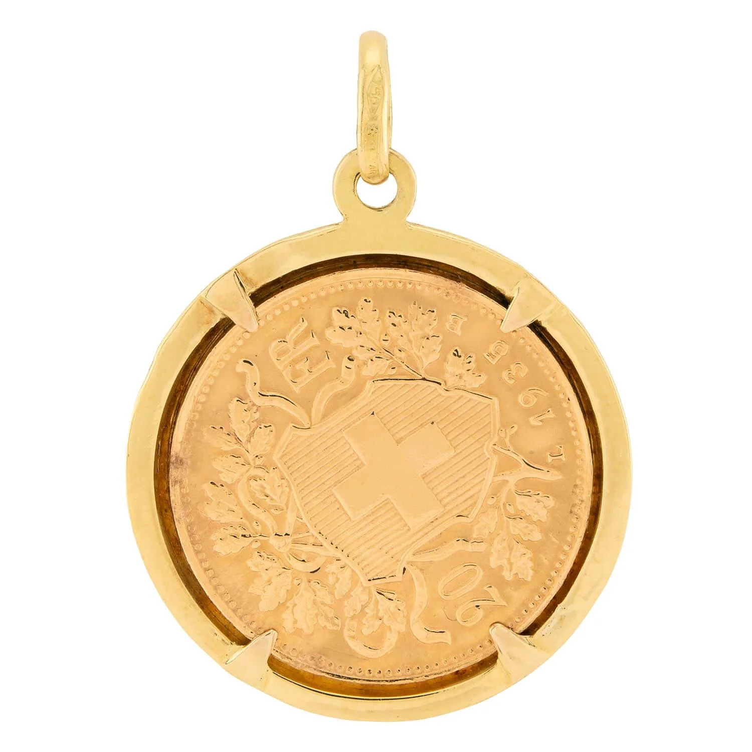 Art Deco Swiss 18k Coin Pendant - Image 3
