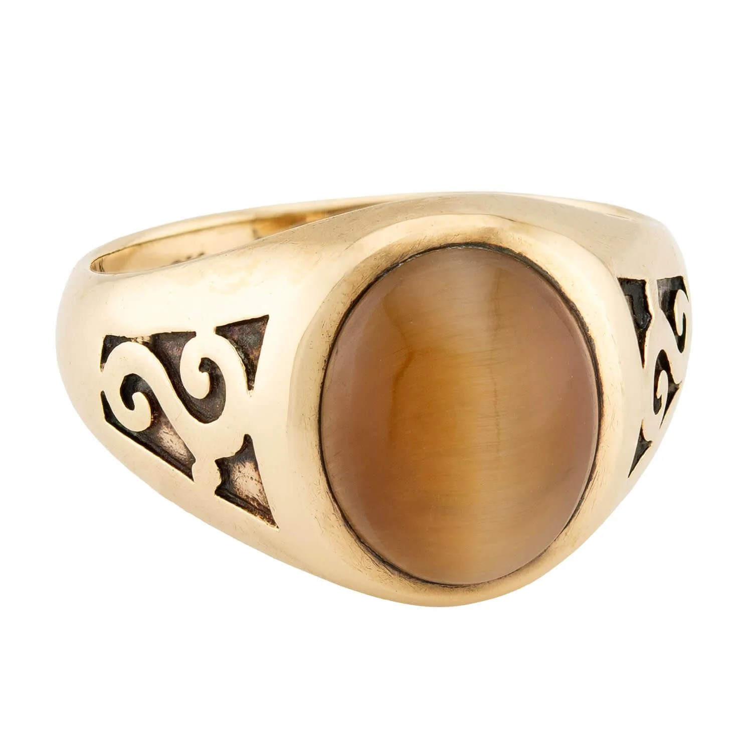 Art Nouveau 10k Cat's Eye Chrysoberyl Ring - Image 2