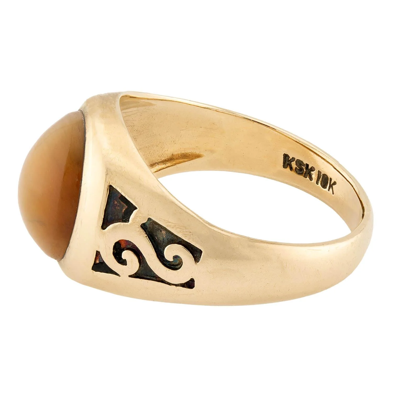 Art Nouveau 10k Cat's Eye Chrysoberyl Ring - Image 3