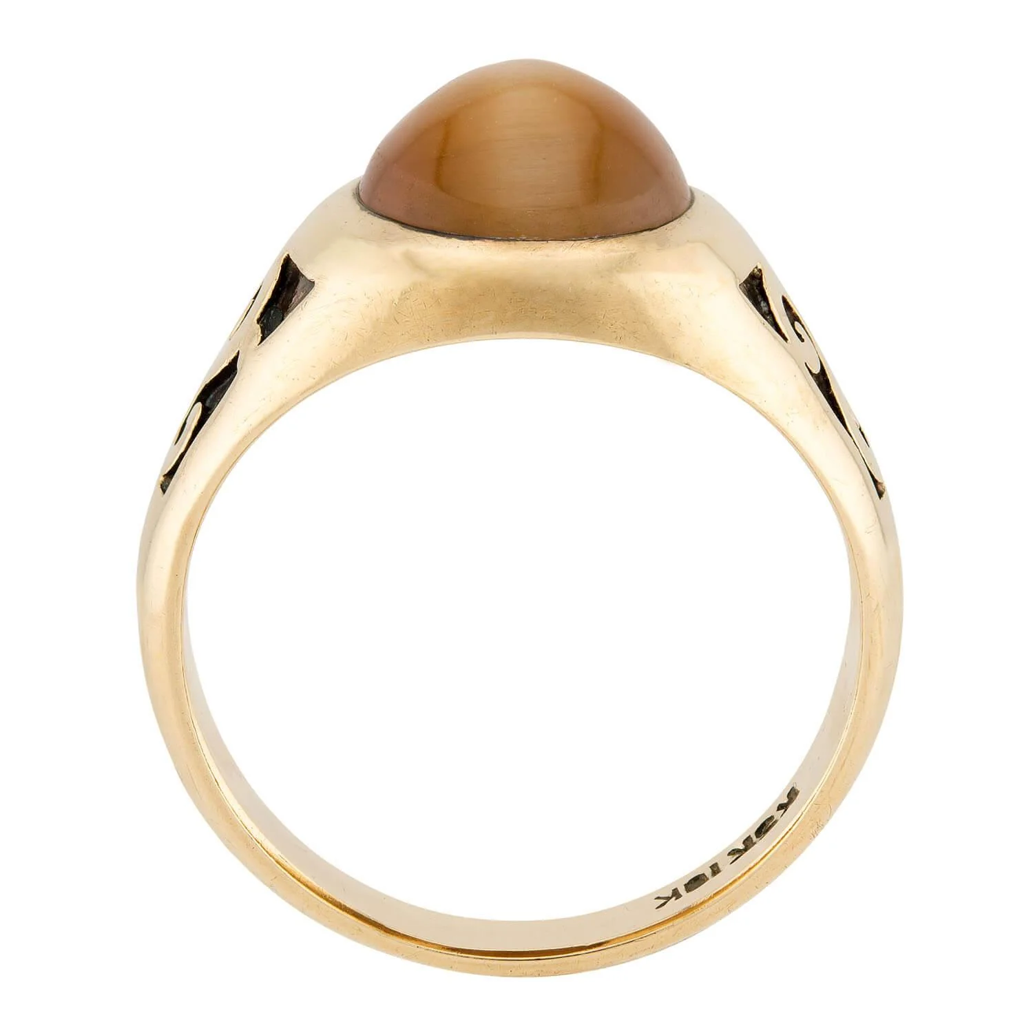 Art Nouveau 10k Cat's Eye Chrysoberyl Ring - Image 4
