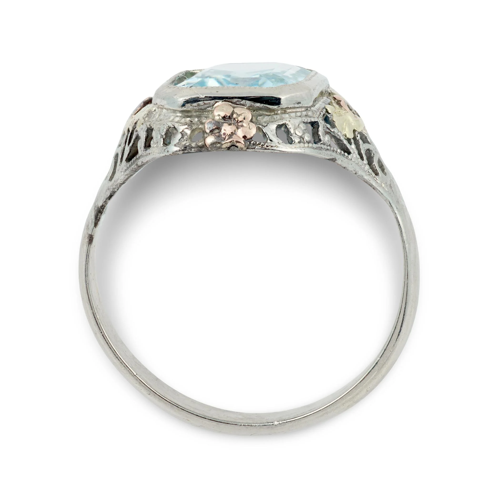 Art Nouveau 14k Aqua Ring - Image 4