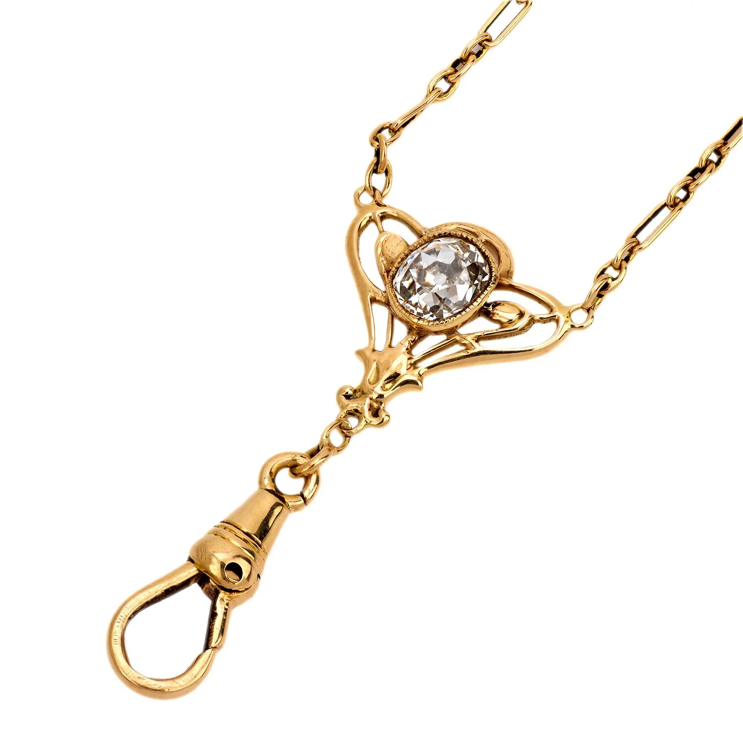 Art Nouveau 14k Diamond Lorgnette Chain - Image 3