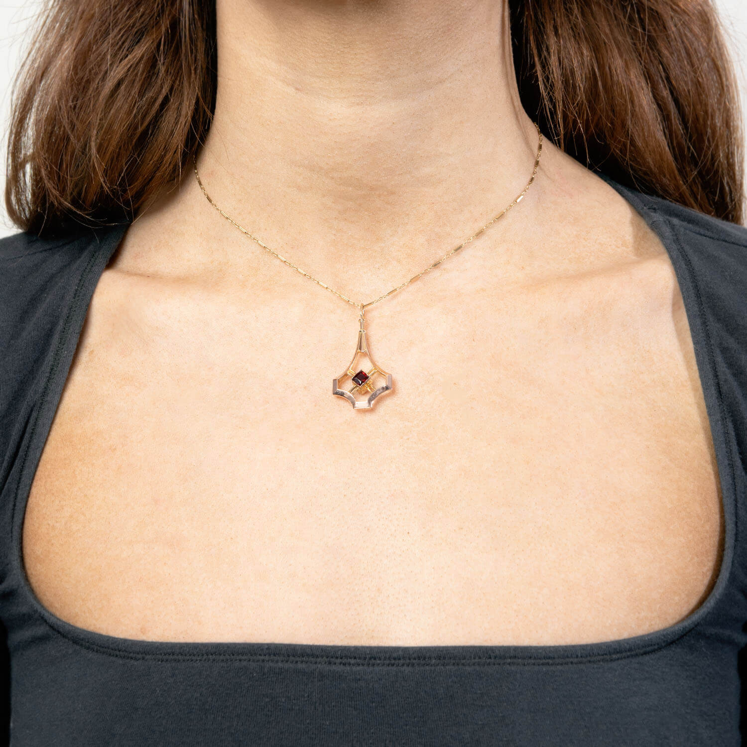 Art Nouveau 14k Garnet Pendant - Image 5