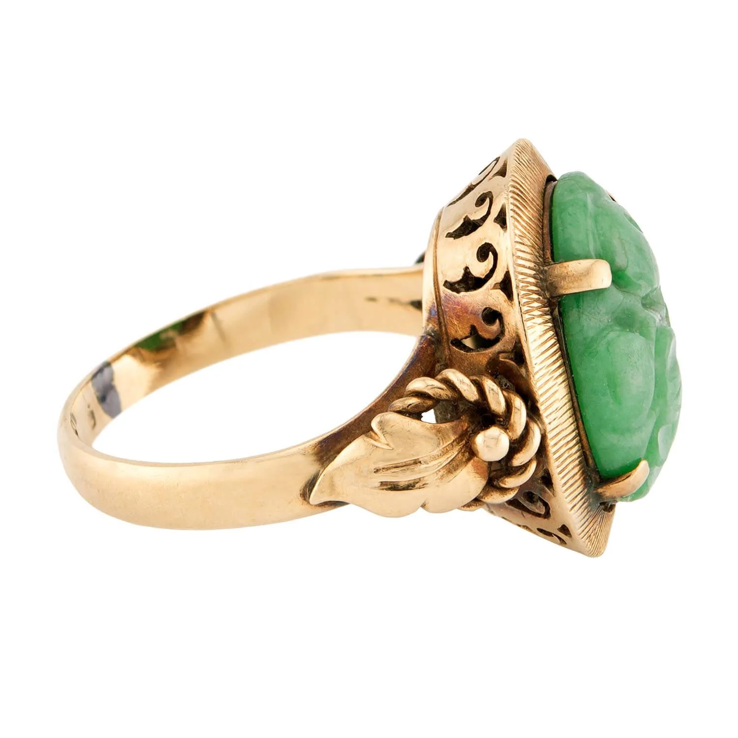 Art Nouveau 14k Jade Ring - Image 3