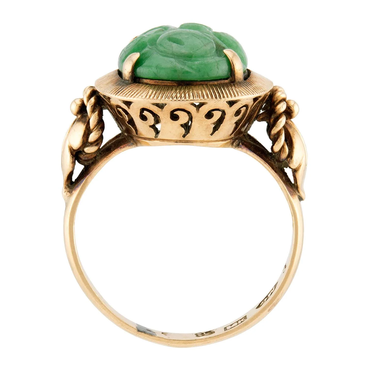 Art Nouveau 14k Jade Ring - Image 4