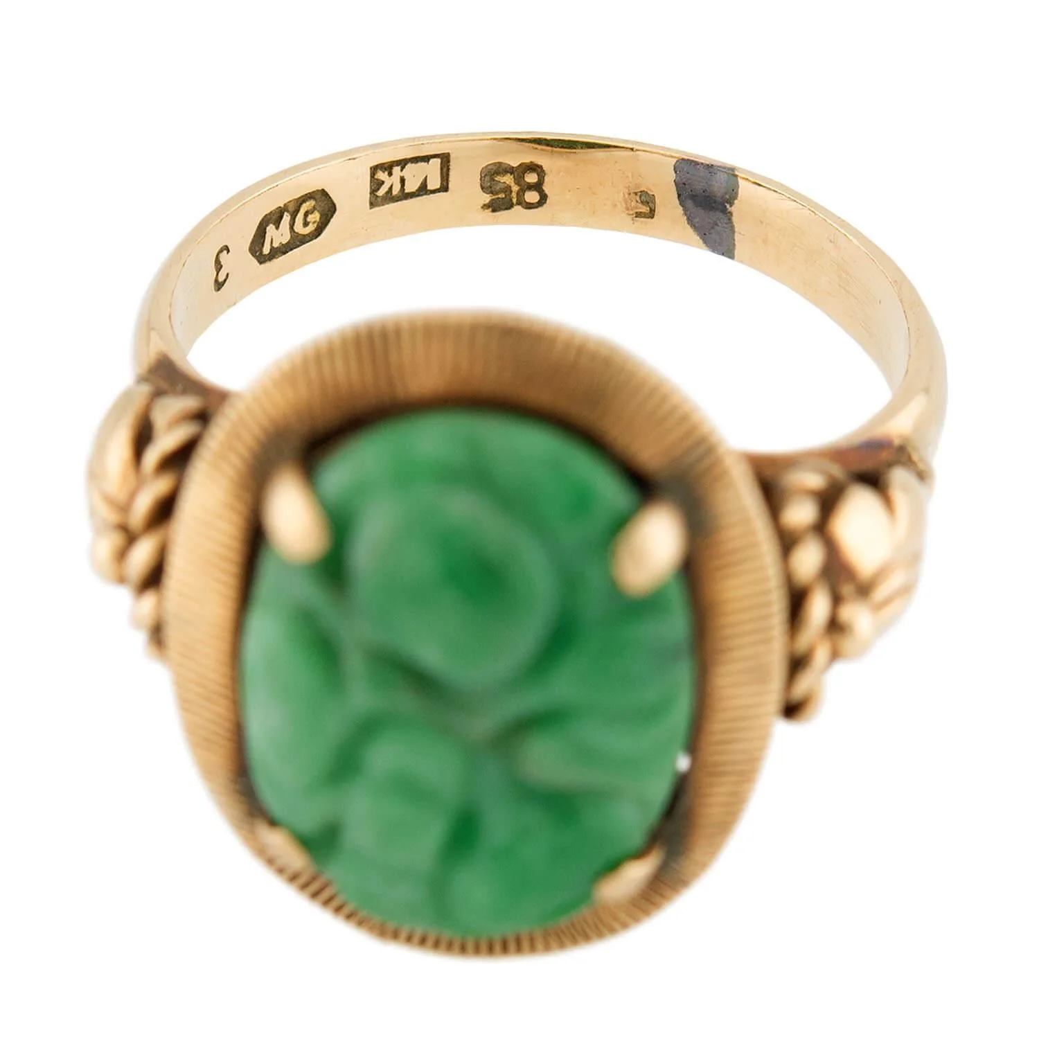 Art Nouveau 14k Jade Ring - Image 6