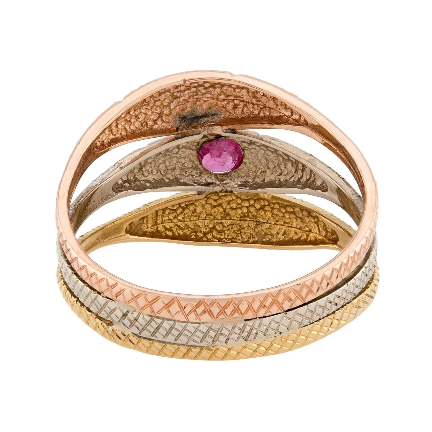 Art Nouveau 14k Mixed Metal Ruby Snake Ring - Image 5