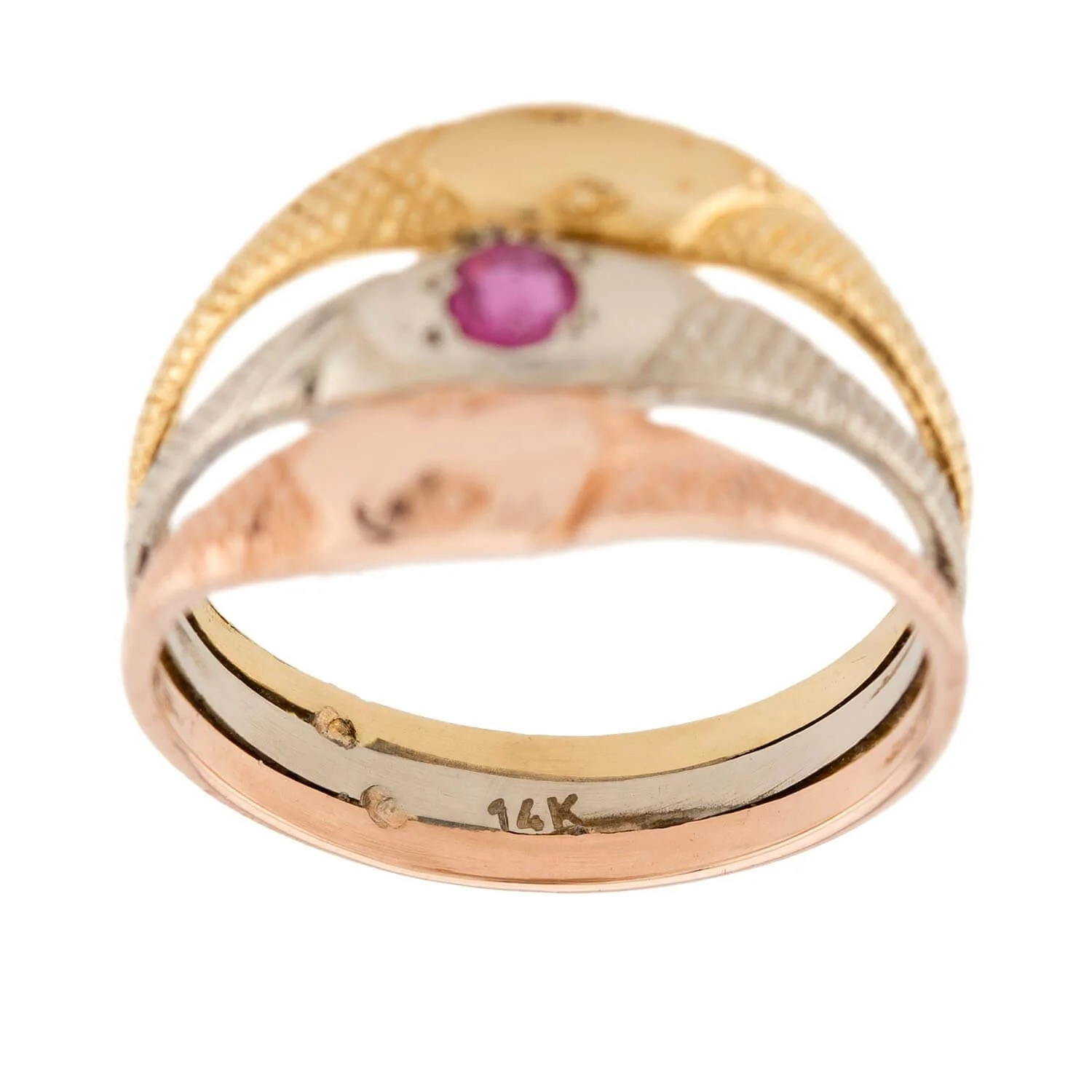 Art Nouveau 14k Mixed Metal Ruby Snake Ring - Image 6