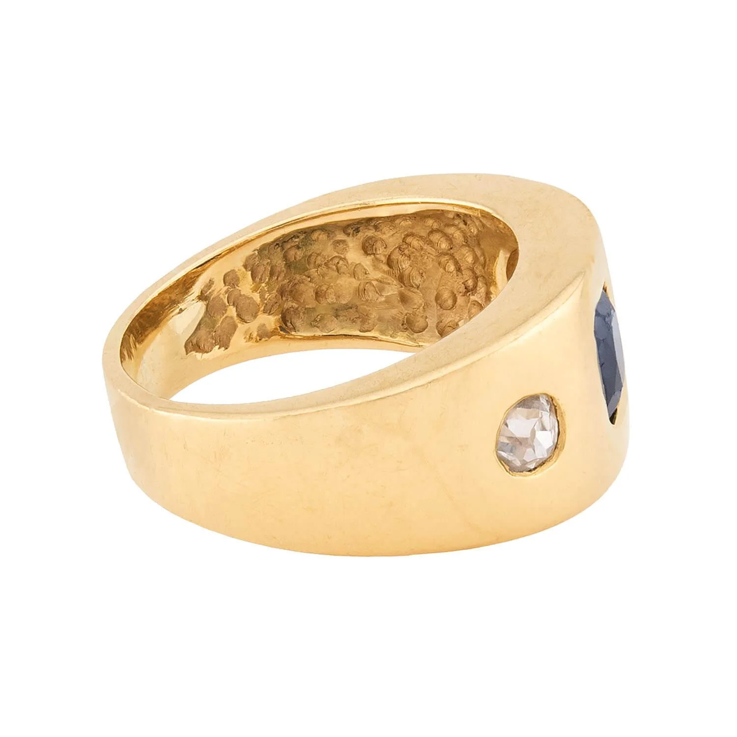 Art Nouveau 14k Sapphire & Diamond Flush Mount Ring - Image 3