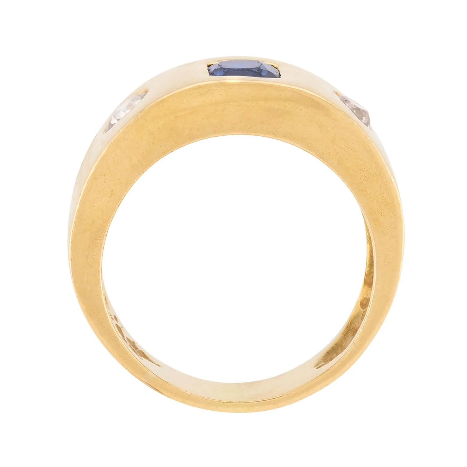 Art Nouveau 14k Sapphire & Diamond Flush Mount Ring - Image 4