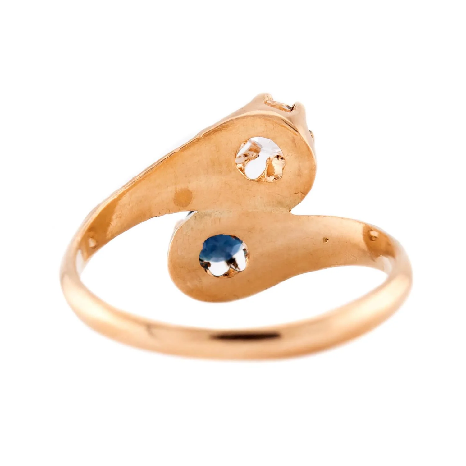 Art Nouveau 14k Sapphire & Diamond Moi et Toi Ring - Image 5