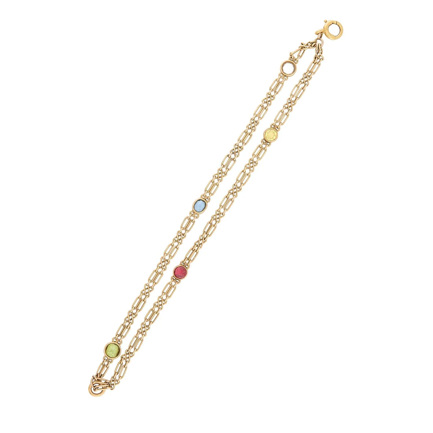 Art Nouveau 15k Multi Stone Bracelet - Image 2