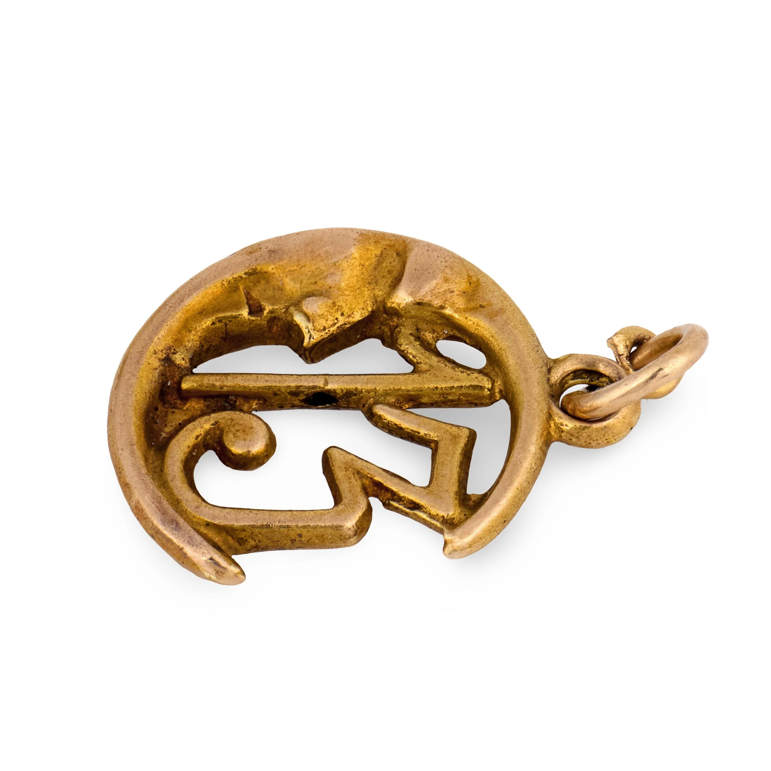 Art Nouveau 18k "13" Crescent-Motif Pendant/Charm - Image 5