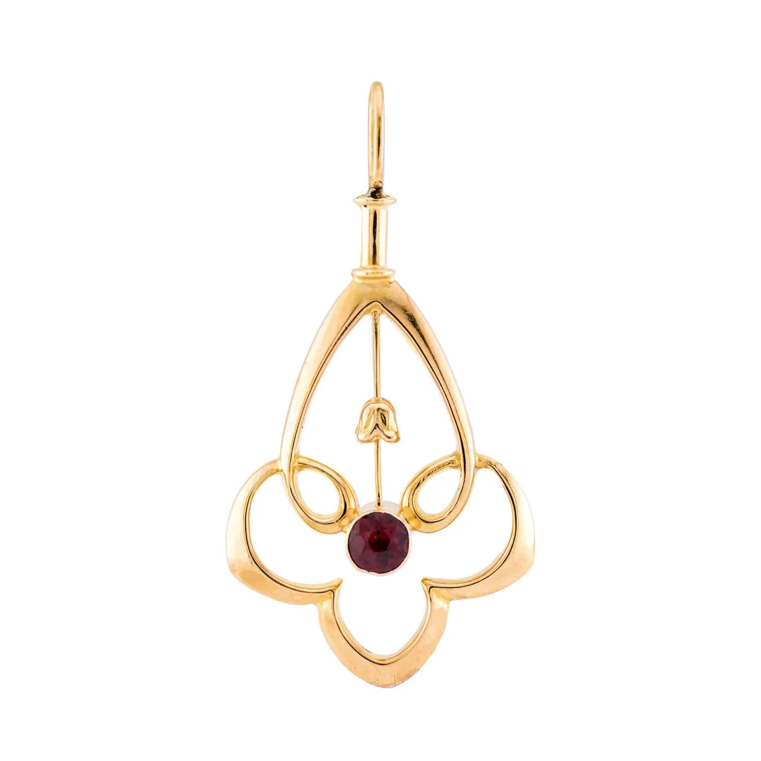 Art Nouveau 18k Garnet Lavalier Pendant