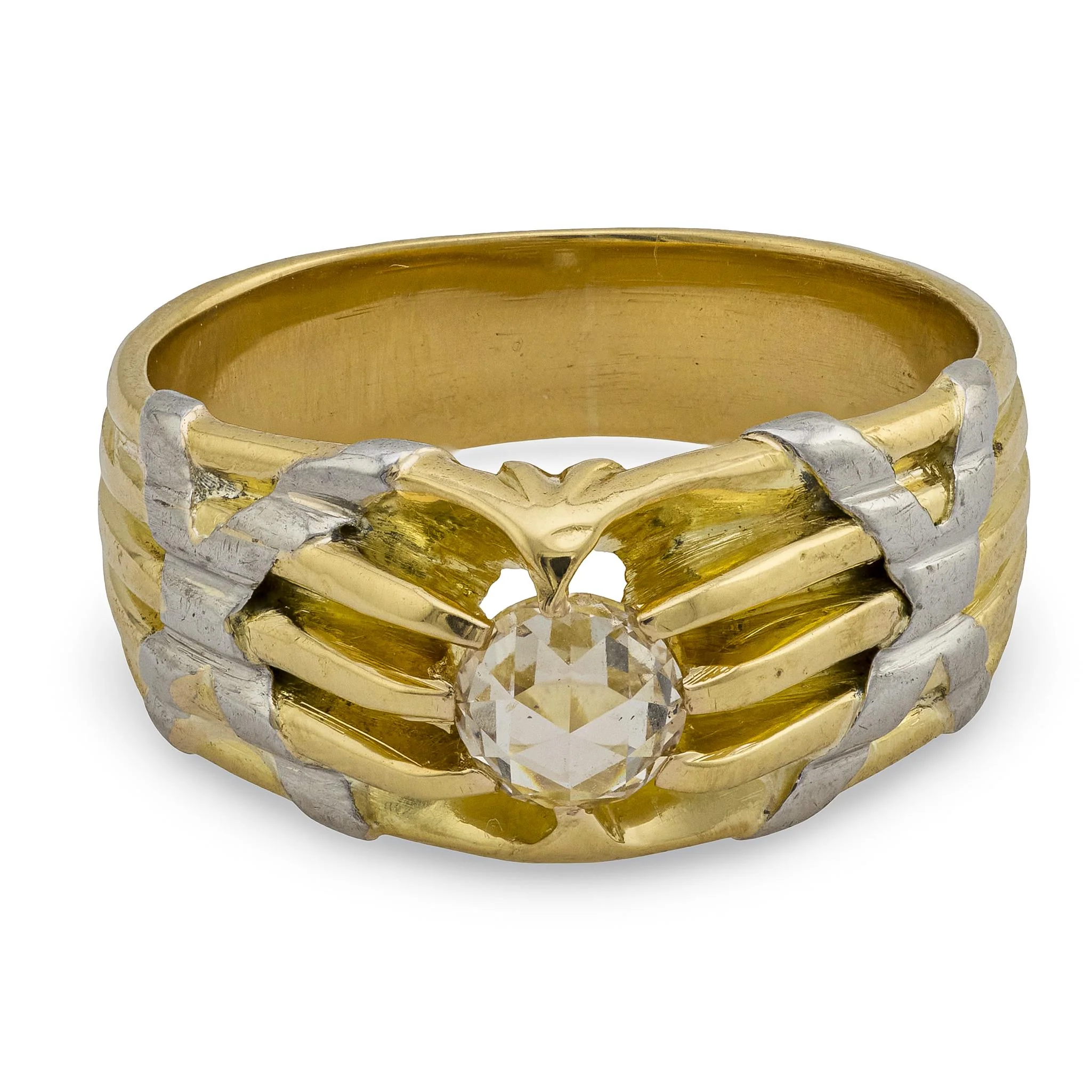 Art Nouveau 18k/Platinum Diamond Engagement Ring 0.41ct - Image 2