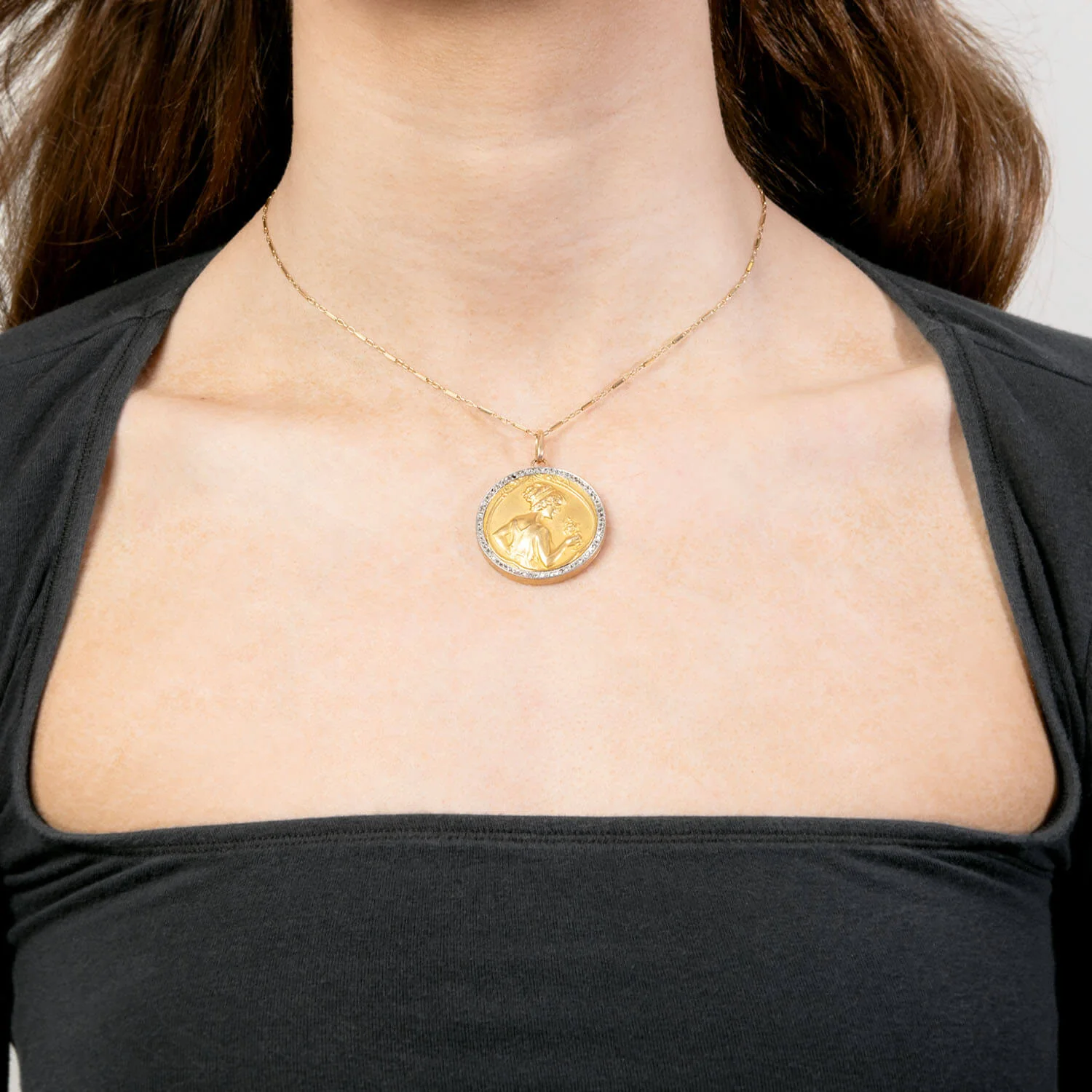 Art Nouveau 18k/Platinum Diamond Repousse Goddess Locket - Image 5
