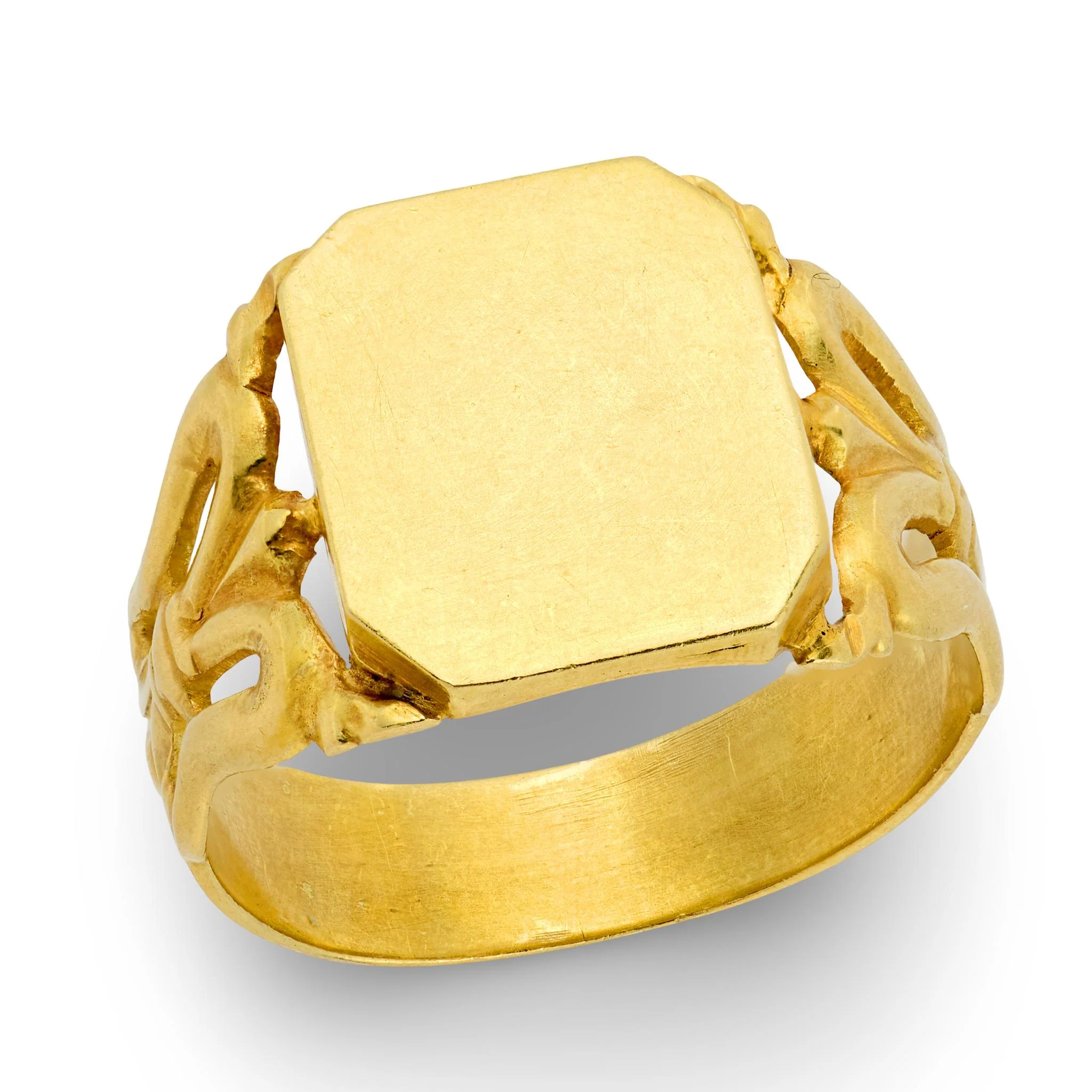 Art Nouveau 18k Fleur De Lis Signet Ring