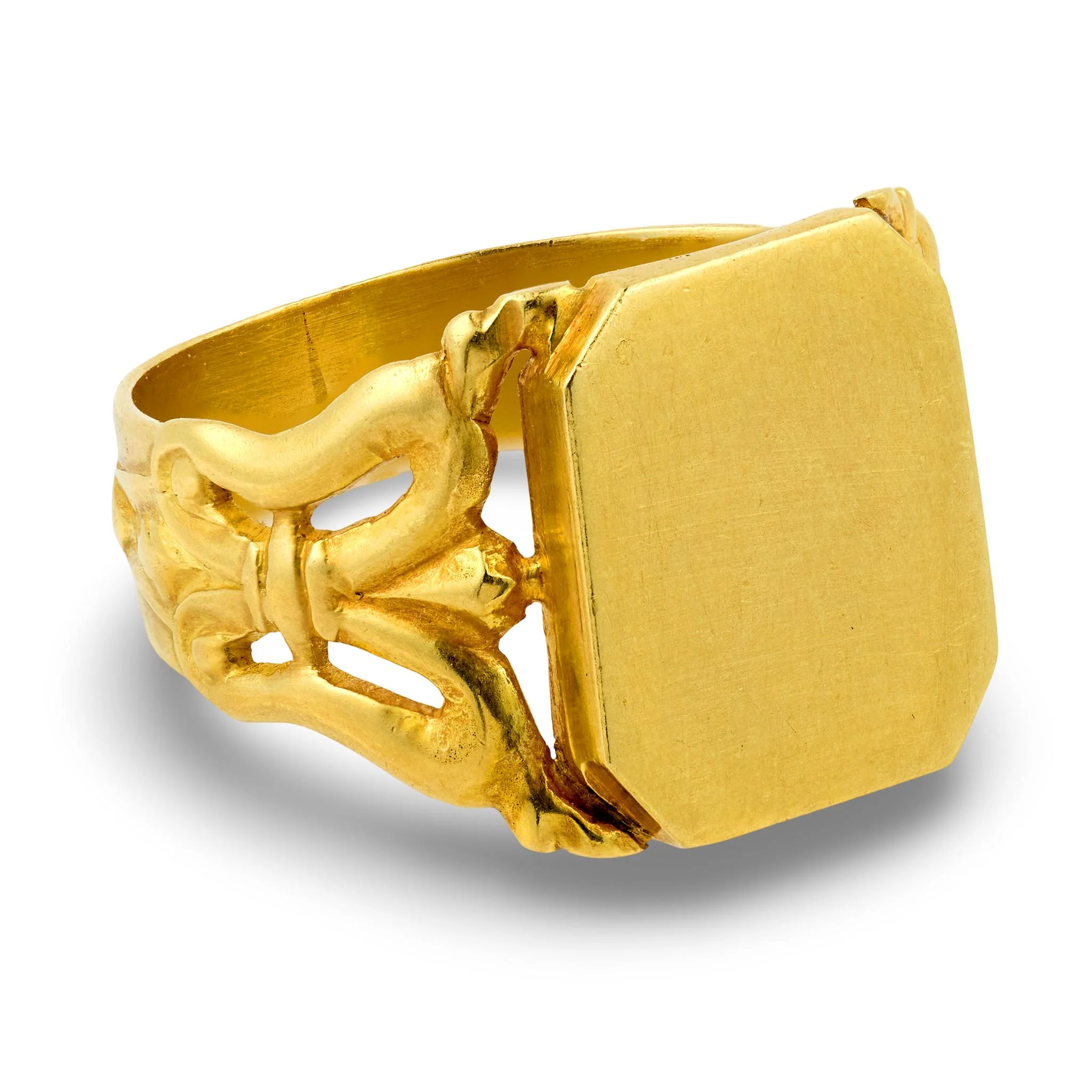 Art Nouveau 18k Fleur De Lis Signet Ring - Image 3