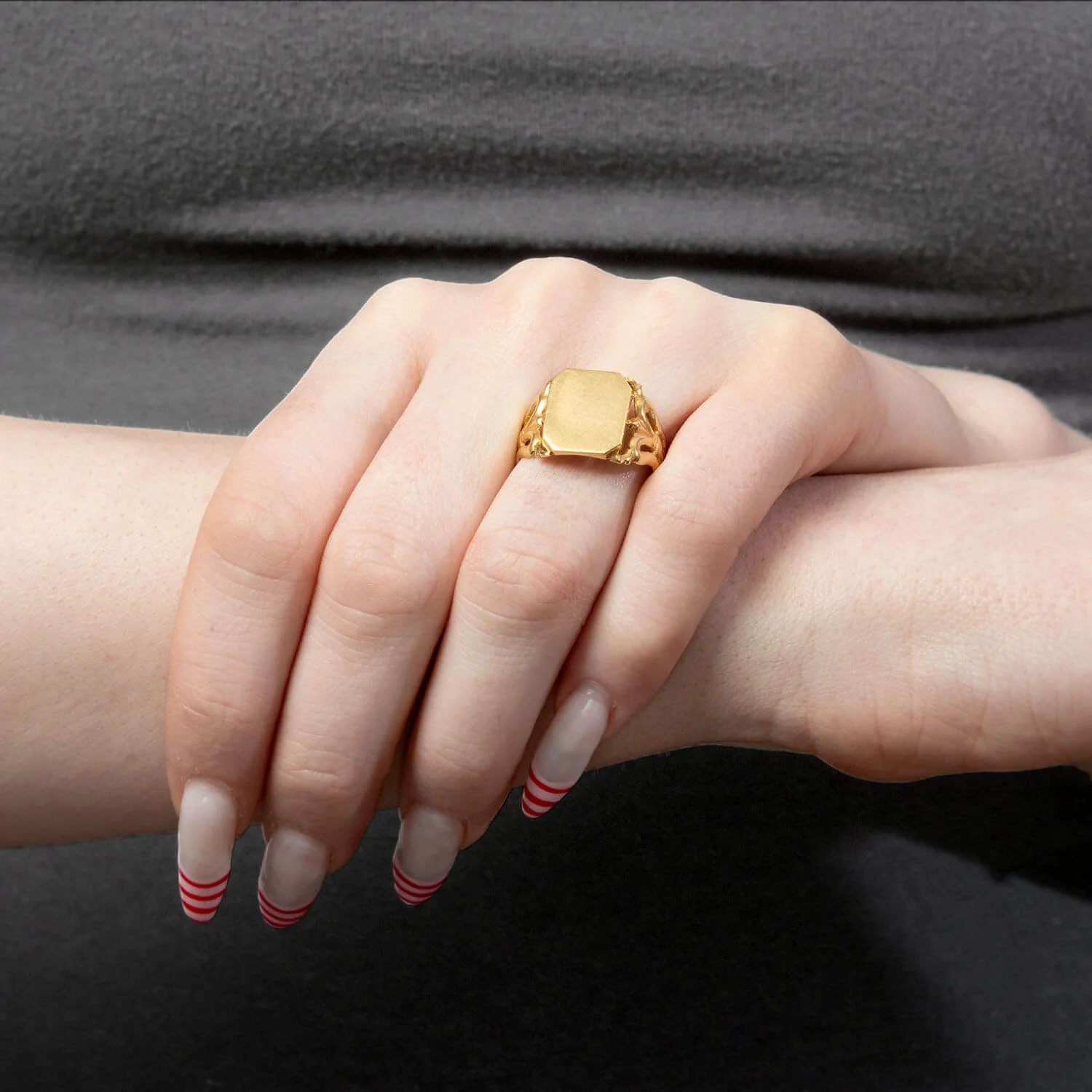 Art Nouveau 18k Fleur De Lis Signet Ring - Image 6