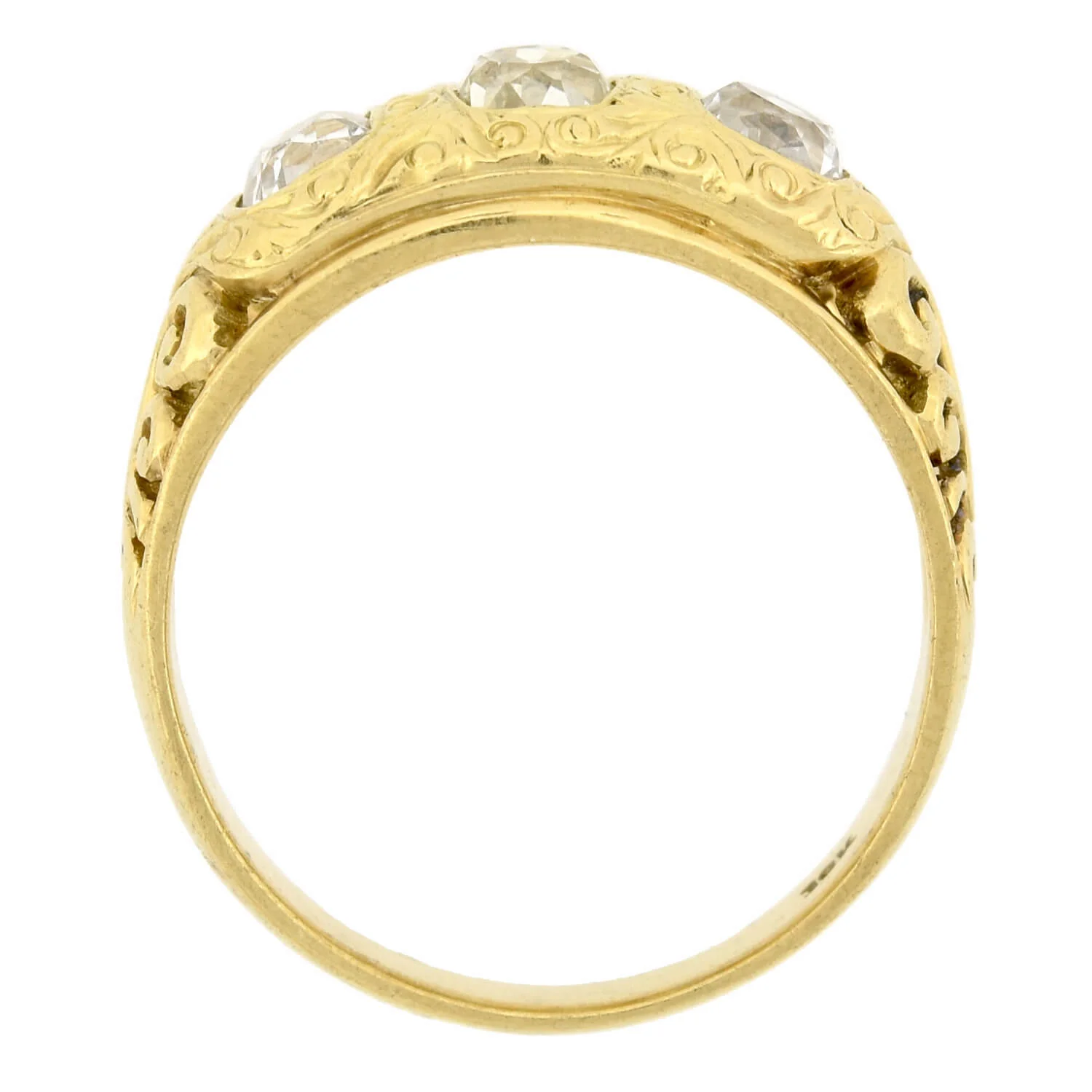 Art Nouveau 18kt Mine Cut Diamond 3-Stone Ring 1.00ctw - Image 4