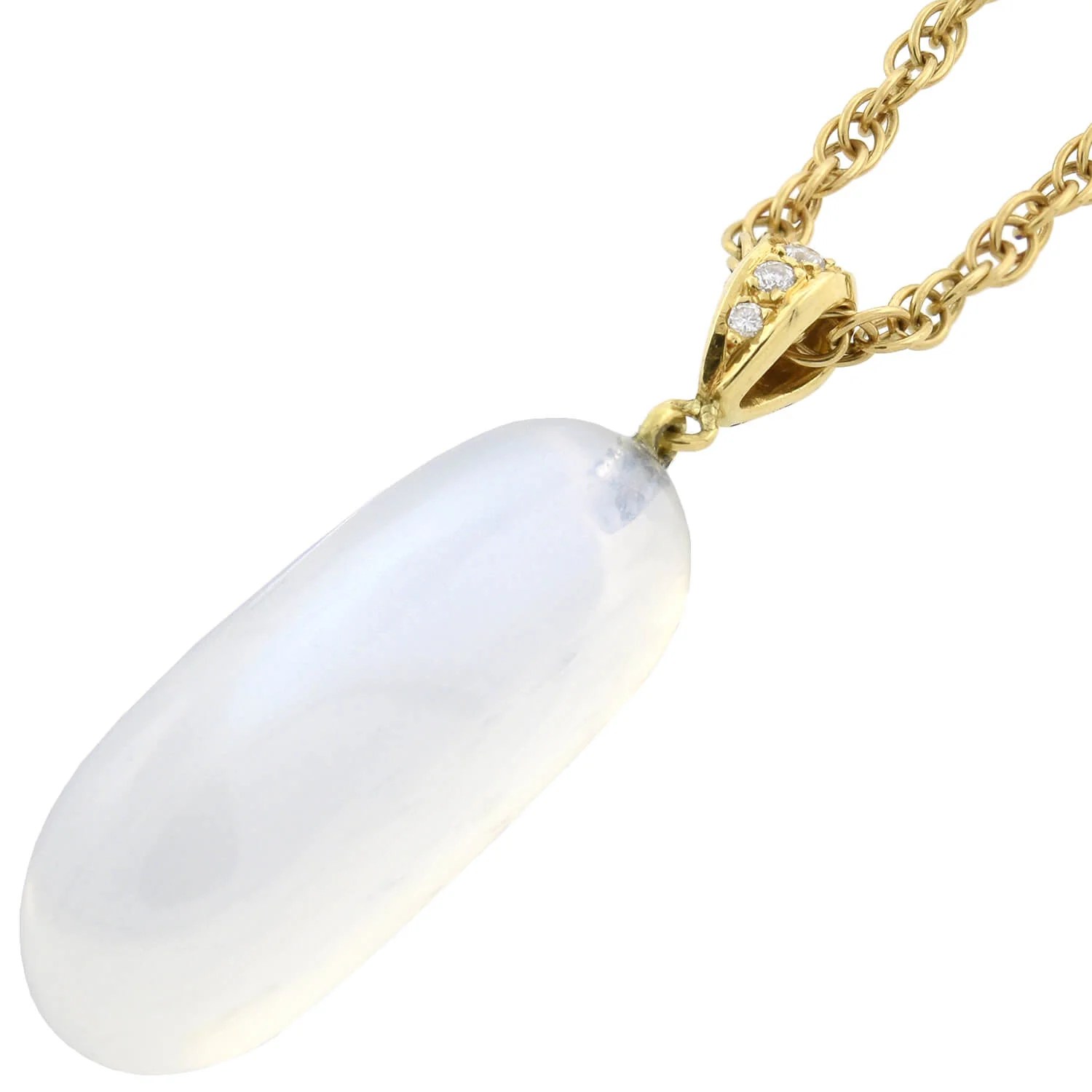 Art Nouveau 18kt Large Moonstone Drop Pendant with Modern Chain Necklace - Image 3