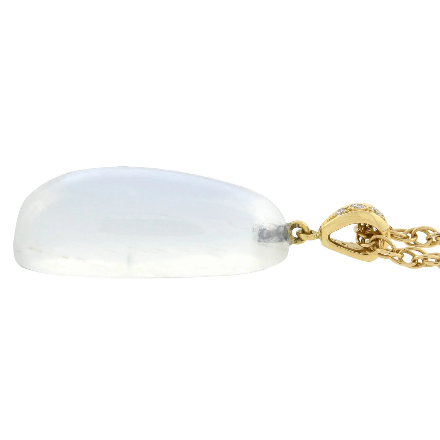 Art Nouveau 18kt Large Moonstone Drop Pendant with Modern Chain Necklace - Image 4