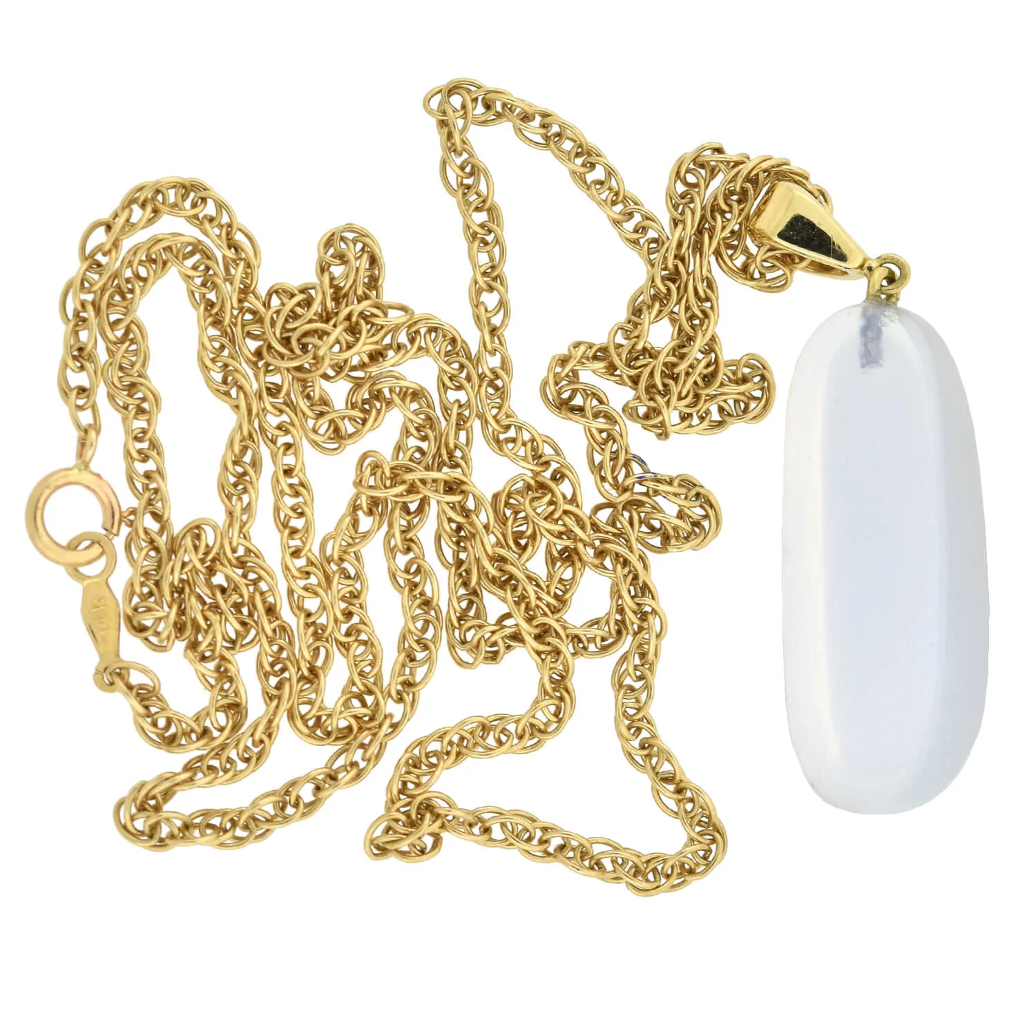 Art Nouveau 18kt Large Moonstone Drop Pendant with Modern Chain Necklace - Image 5