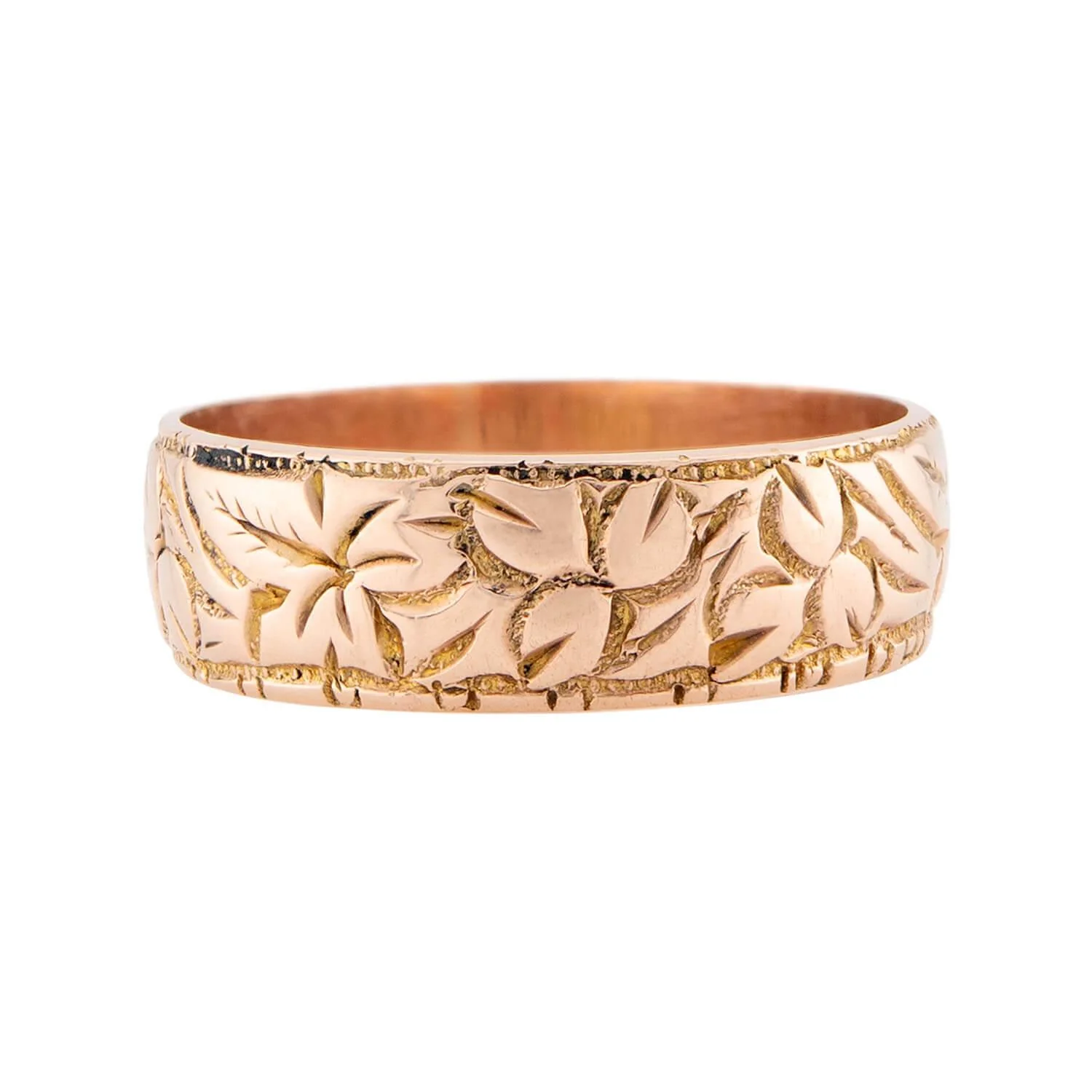 Art Nouveau 9k Leaf Motif Band - Image 2