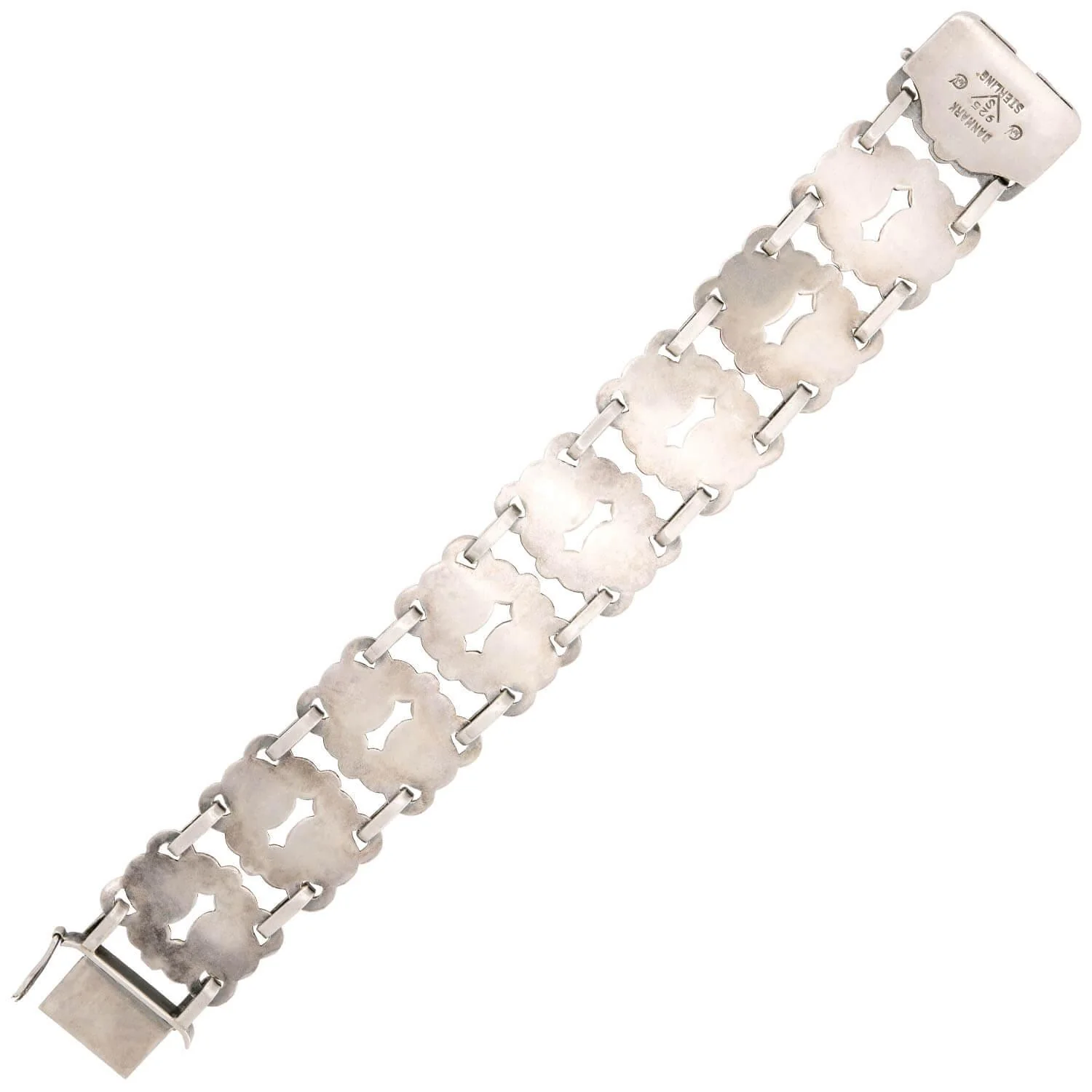 Art Nouveau Danish Sterling Silver Scrolling Motif Link Bracelet - Image 4