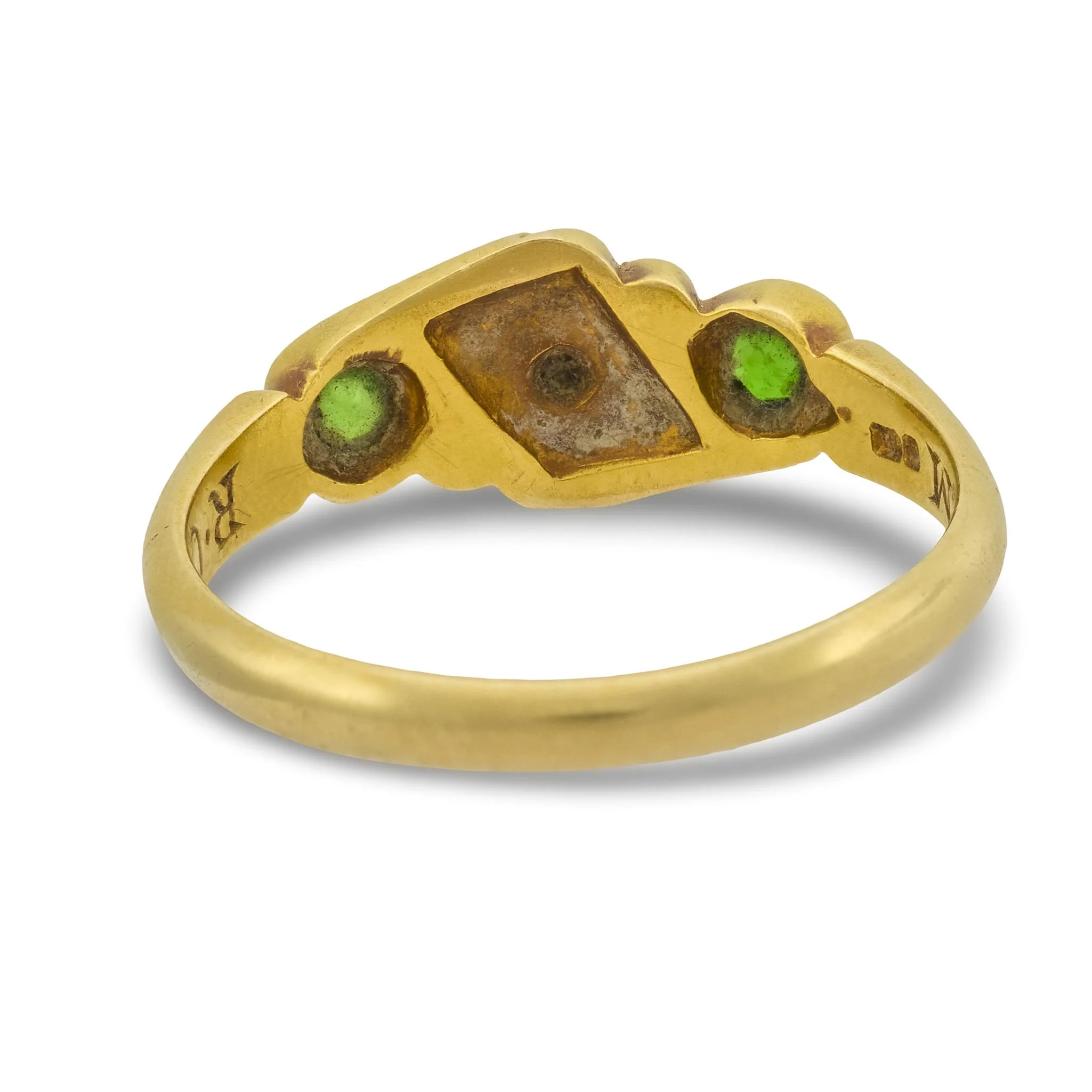 Art Nouveau English 18k Demantoid Garnet & Diamond Ring - Image 5
