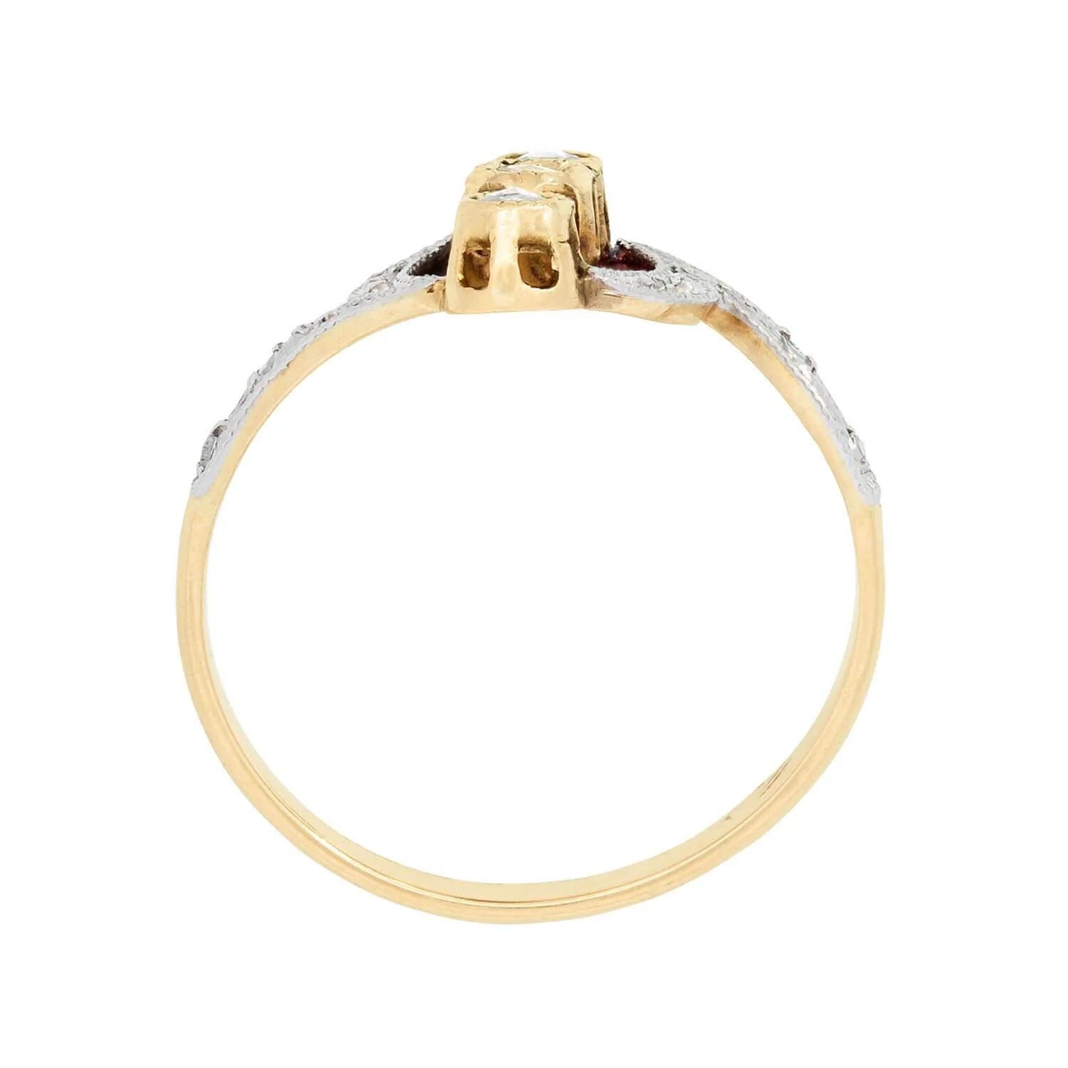 Art Nouveau Frech Platinum/18k Diamond Navette Ring - Image 4
