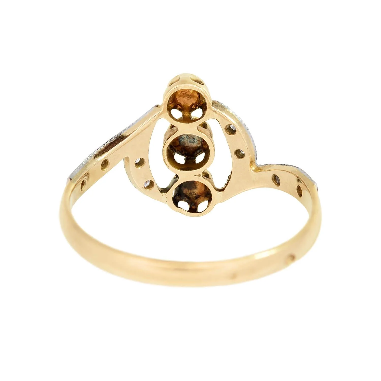 Art Nouveau Frech Platinum/18k Diamond Navette Ring - Image 5