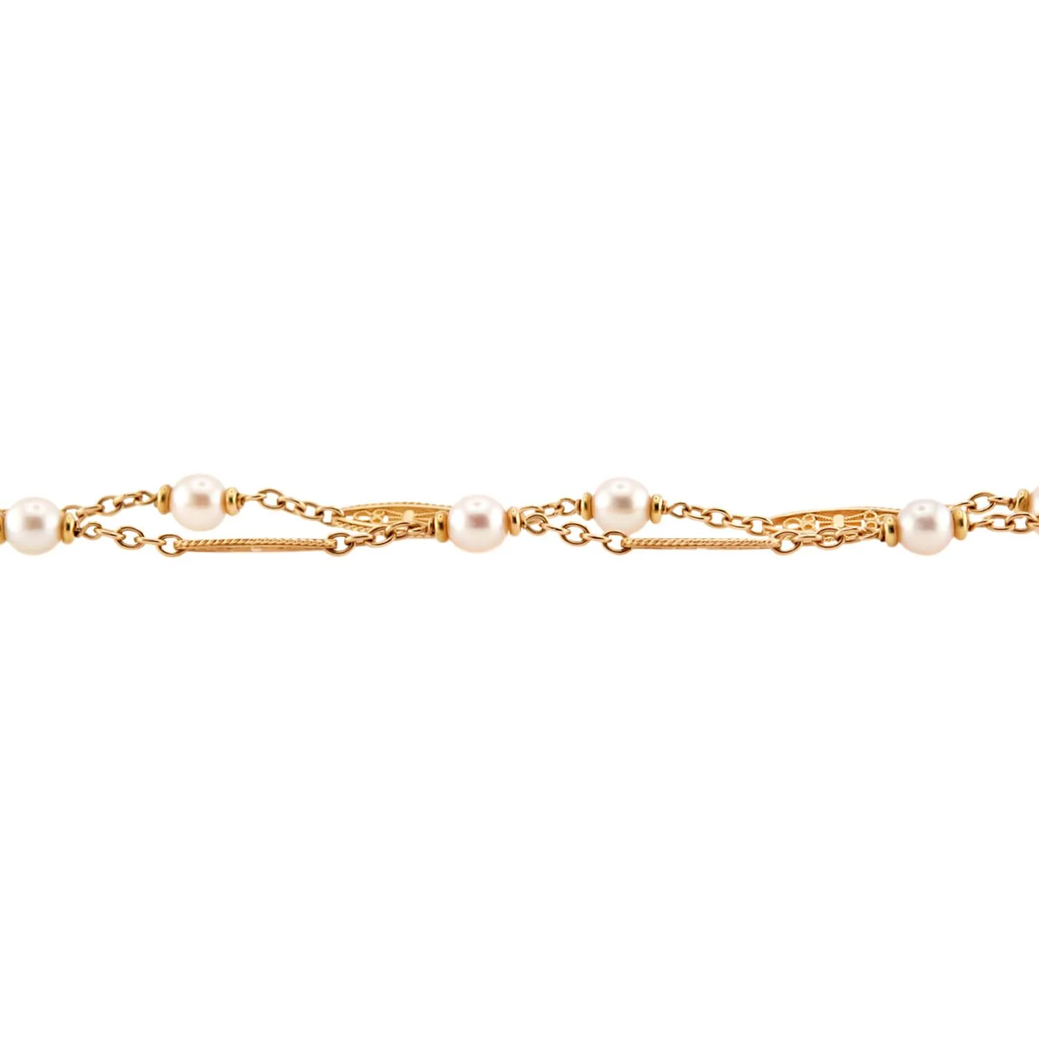 Art Nouveau Filigree French 18k Pearl Chain 23" - Image 3