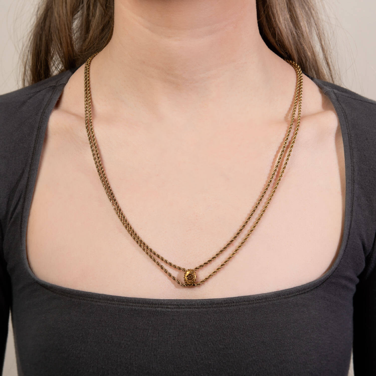 Art Nouveau Gold-Filled Slide Chain Necklace 50" - Image 6