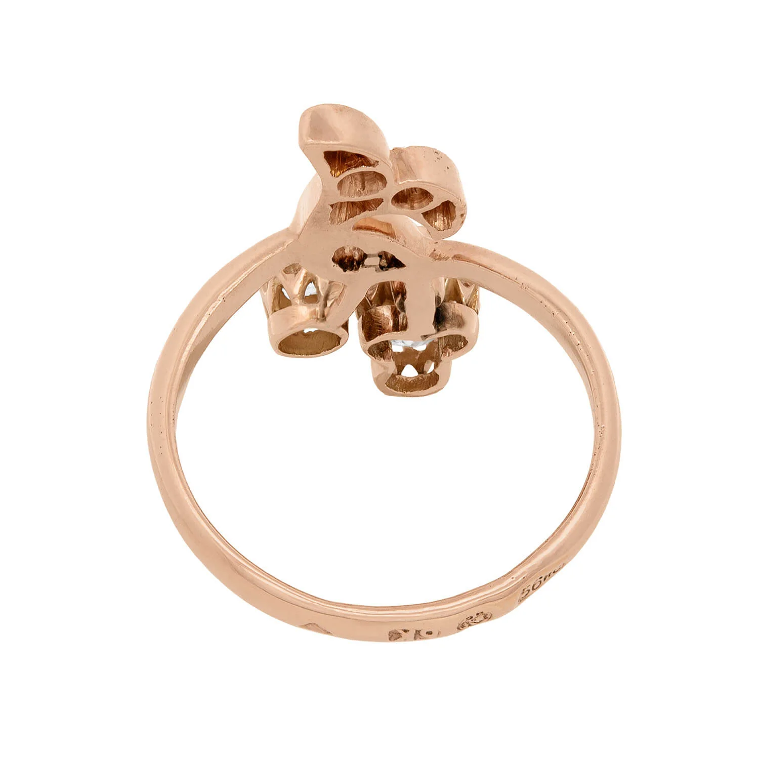 Art Nouveau Imperial Russian 14k Diamond and Ruby Flower Bouquet Ring - Image 5