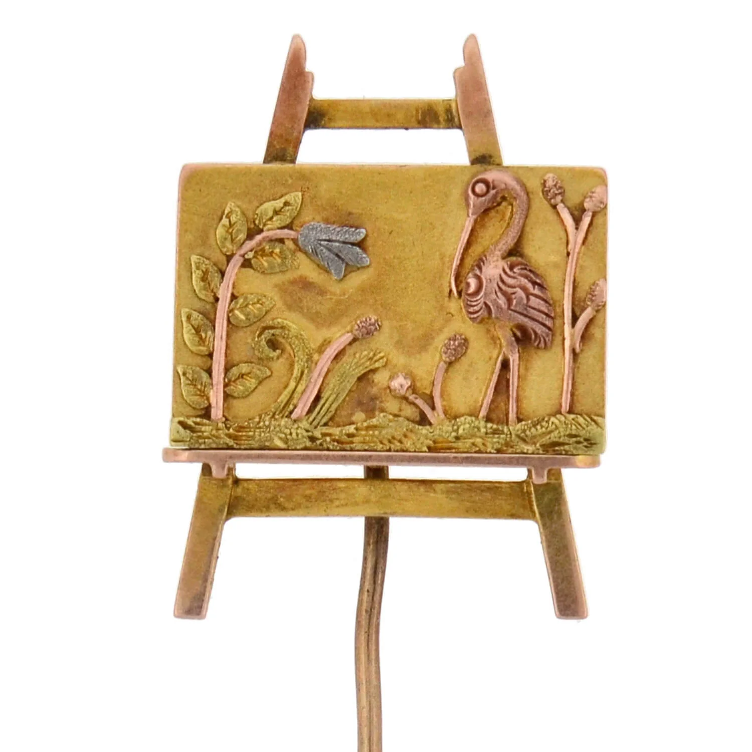 Art Nouveau Mixed Metals "Aesthetic Movement" Art Easel Stick Pin - Image 4