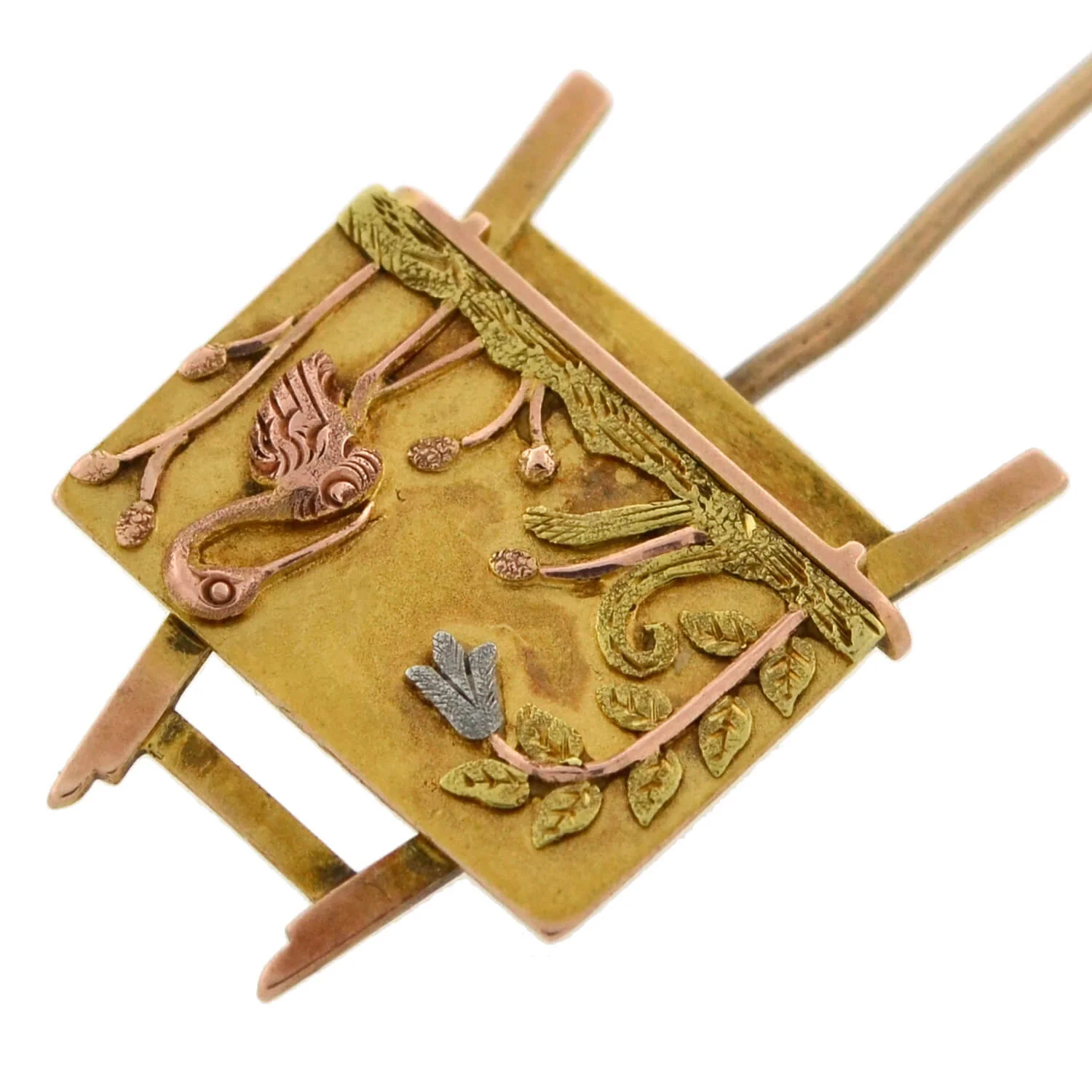 Art Nouveau Mixed Metals "Aesthetic Movement" Art Easel Stick Pin - Image 5
