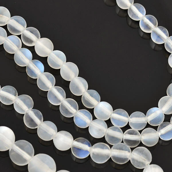 Art Nouveau Blue Moonstone Bead + Platinum Diamond Filigree Clasp Necklace 31.5" - Image 3
