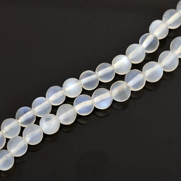 Art Nouveau Blue Moonstone Bead + Platinum Diamond Filigree Clasp Necklace 31.5" - Image 5
