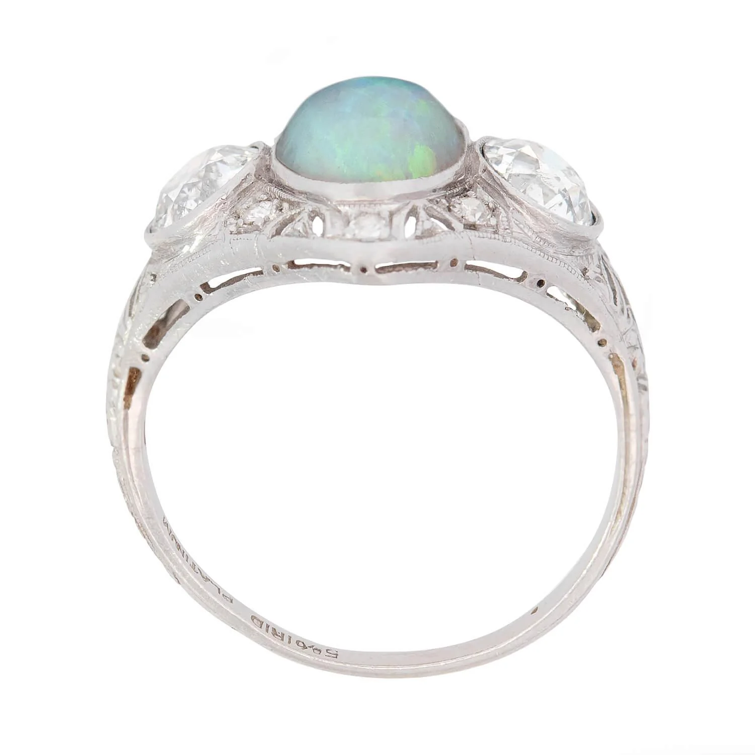 Art Nouveau Platinum Opal & 2.40ctw Diamond Ring - Image 4