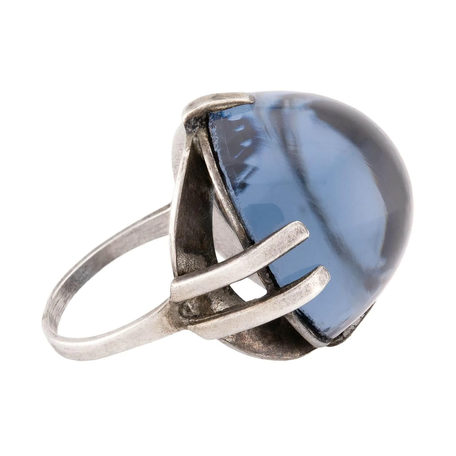 Art Nouveau Sterling Silver Glass Pools of Light Ring - Image 3