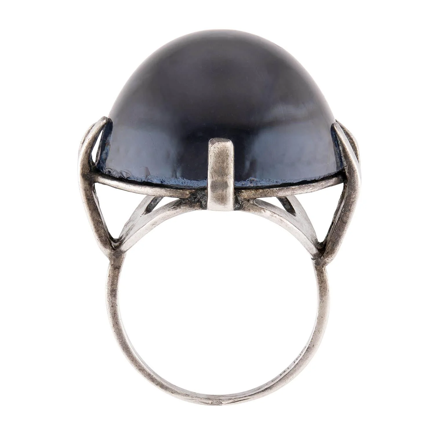 Art Nouveau Sterling Silver Glass Pools of Light Ring - Image 4