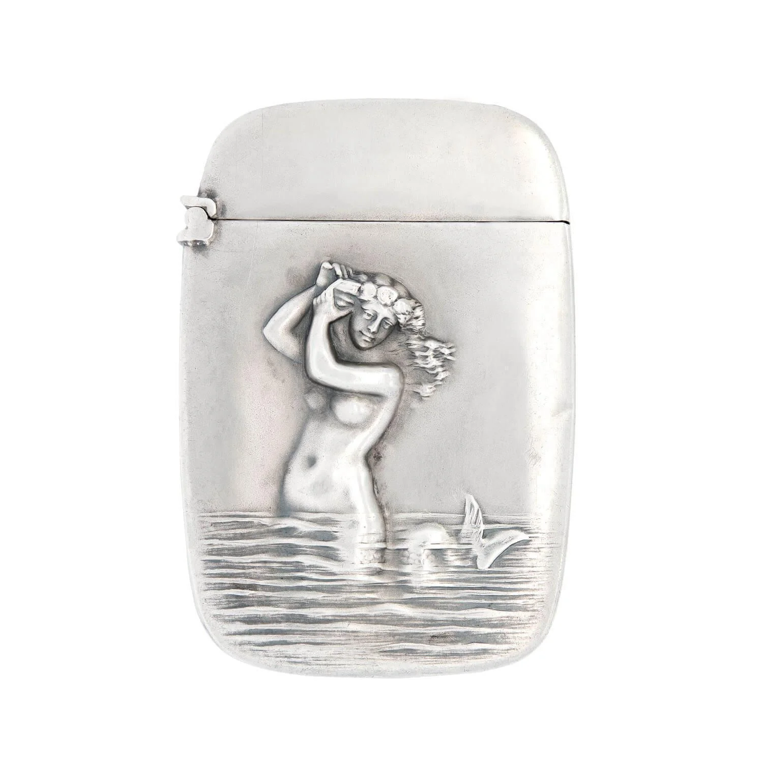 Art Nouveau Sterling Silver Mermaid Match Safe