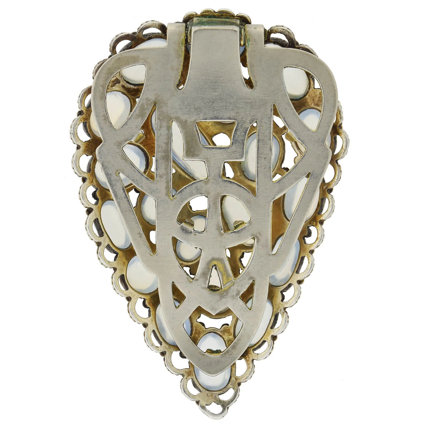 Arts & Crafts Large Sterling Gilt Moonstone Fur Clip - Image 4