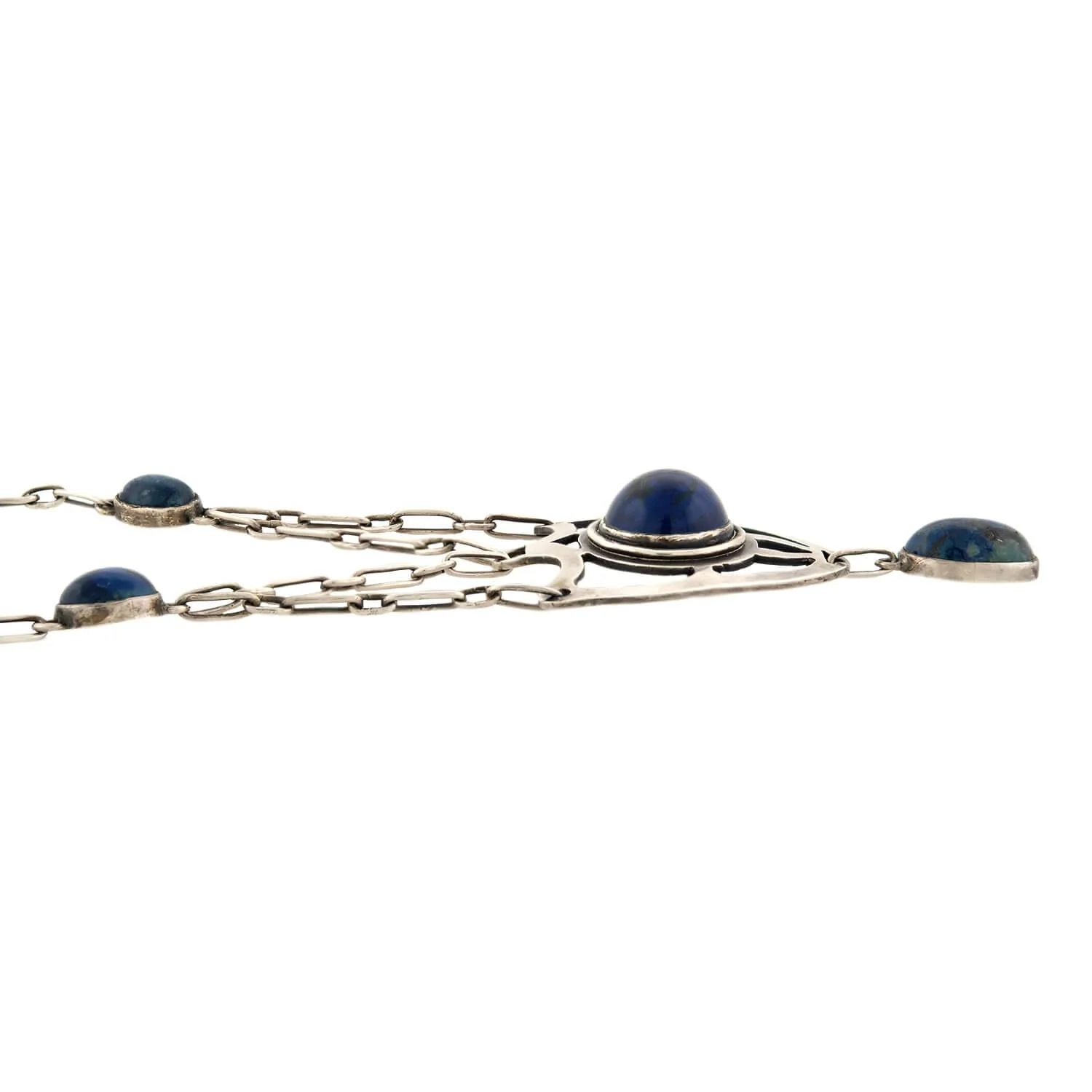 Arts and Crafts Sterling Silver Sodalite Shield Necklace - Image 3