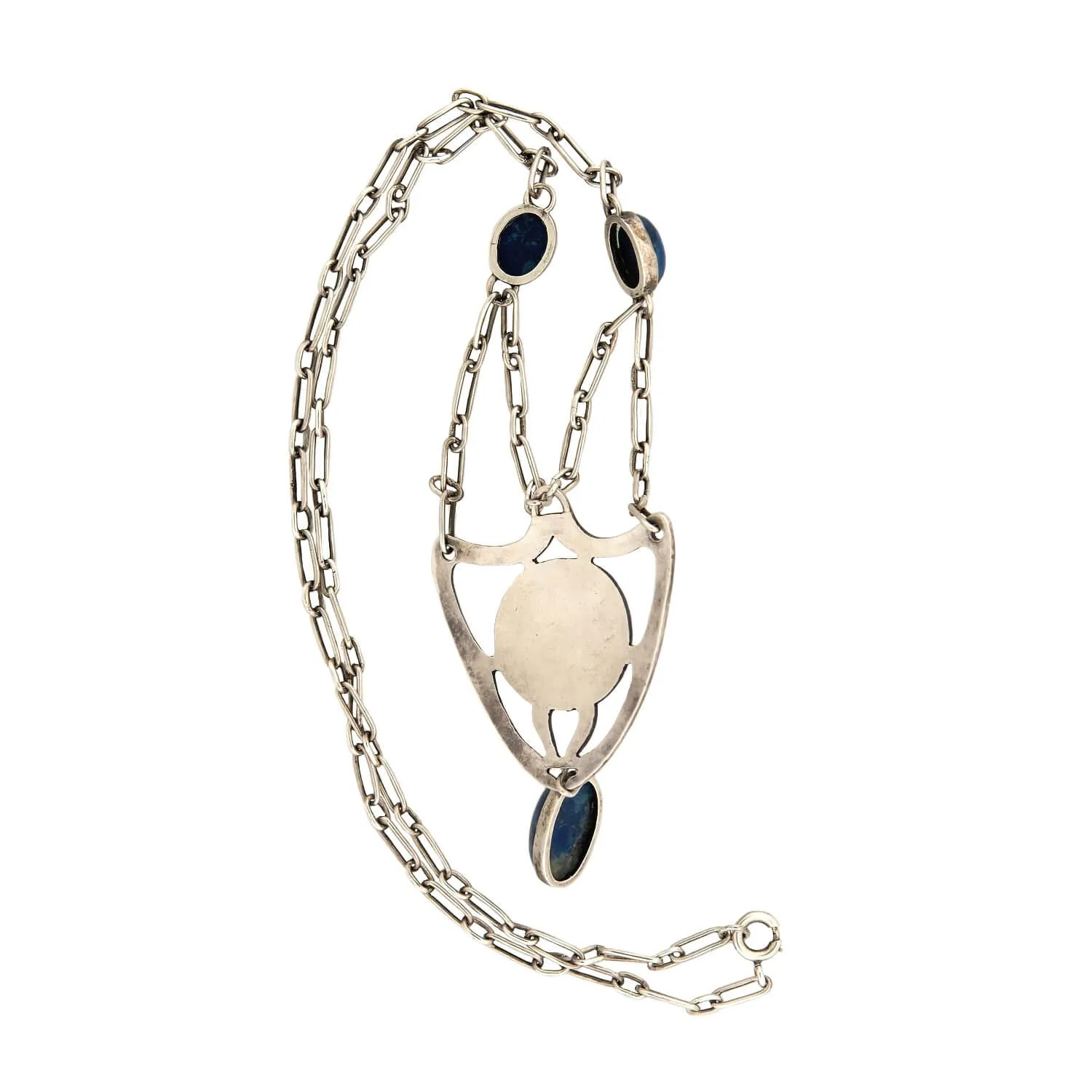 Arts and Crafts Sterling Silver Sodalite Shield Necklace - Image 4