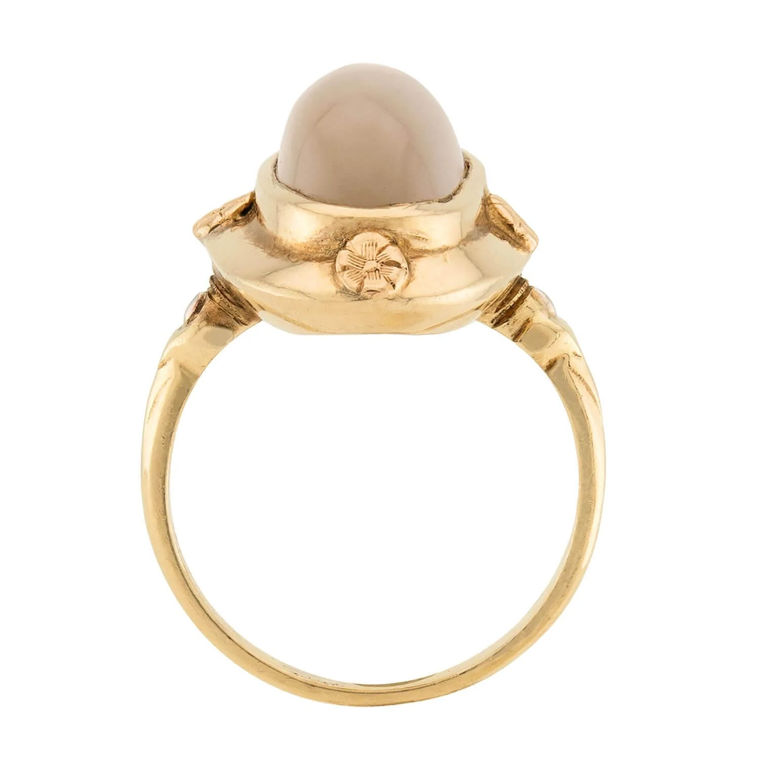 Arts & Crafts 14k Chalcedony Navette Ring - Image 4