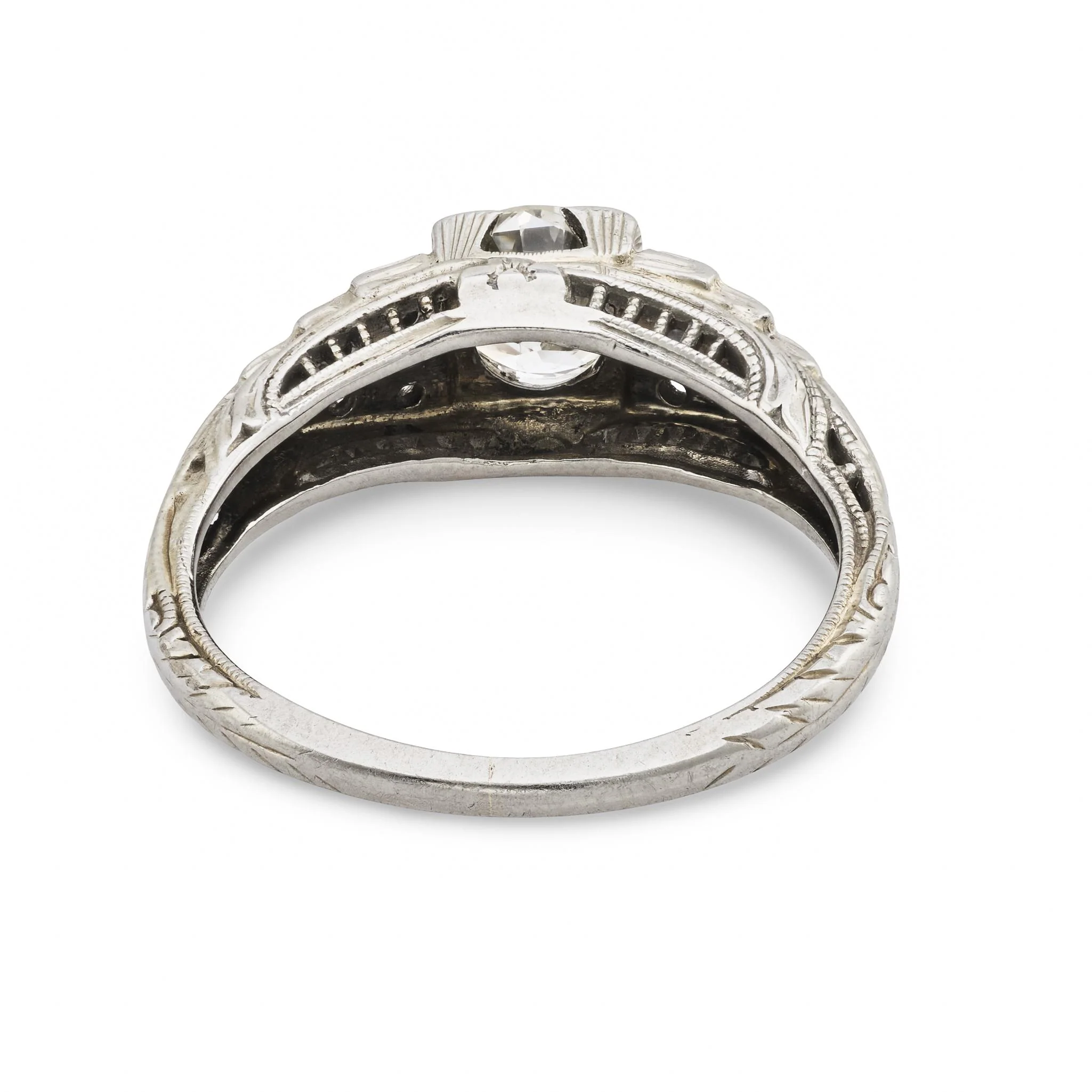 BIRKS Art Deco 18k Diamond Engagement Ring .80ct - Image 5